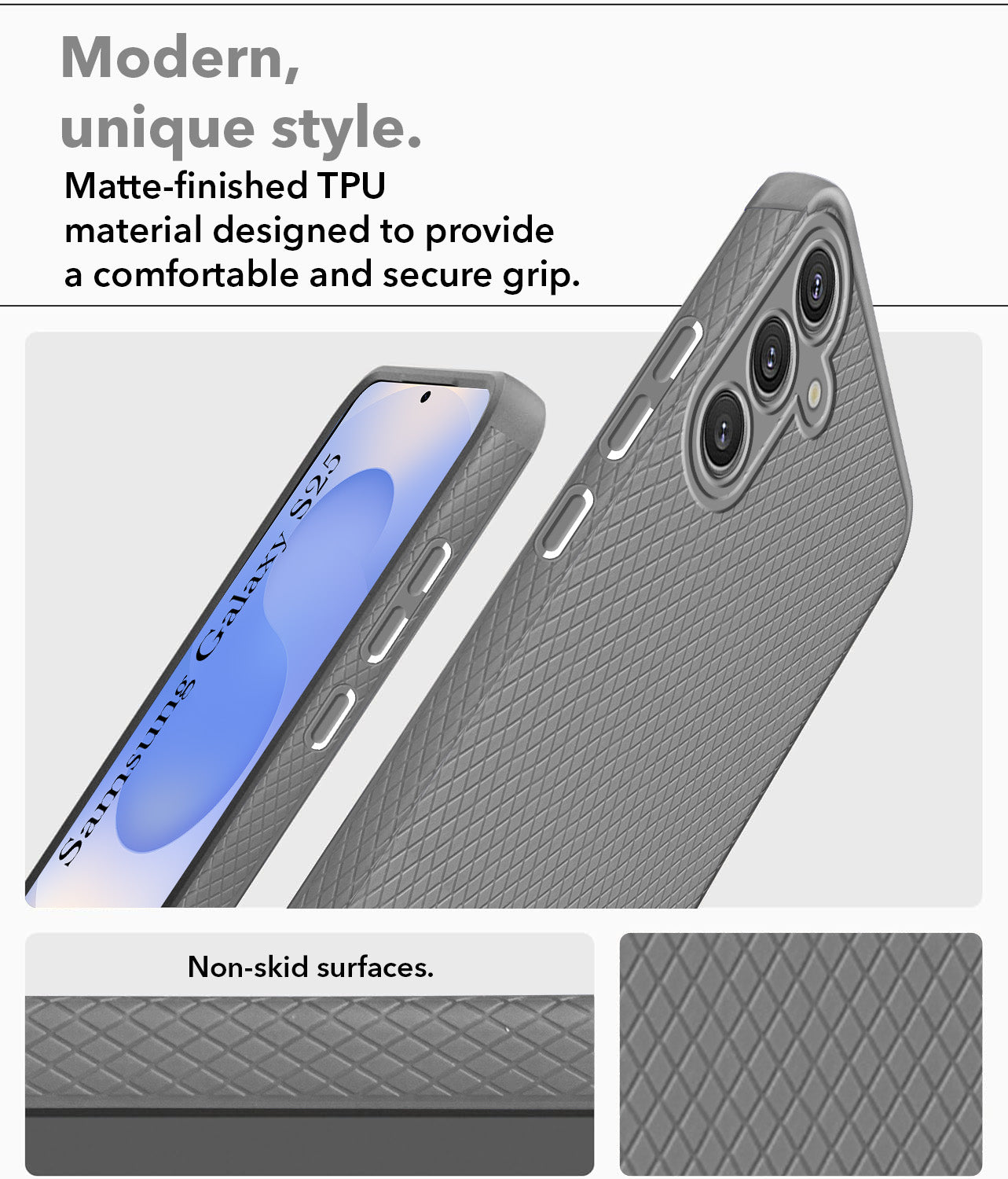 For Samsung Galaxy S25 Back Cover Case (Liquid Silicone | Side Grip | Camera Protection)
