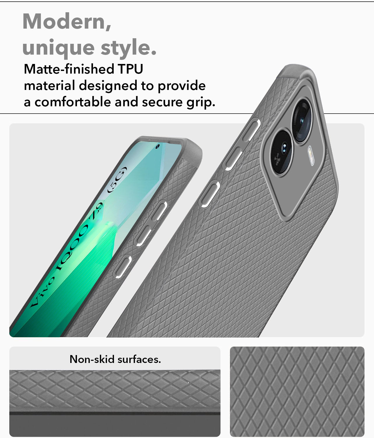 For Vivo IQOO Z9 5G Back Cover Case (Liquid Silicone | Side Grip | Camera Protection)