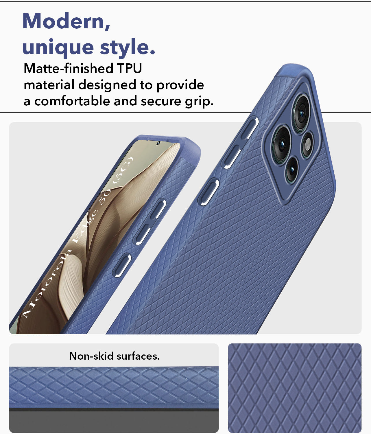 For Motorola Moto Edge 50 5G Back Cover Case (Liquid Silicone | Side Grip | Camera Protection)