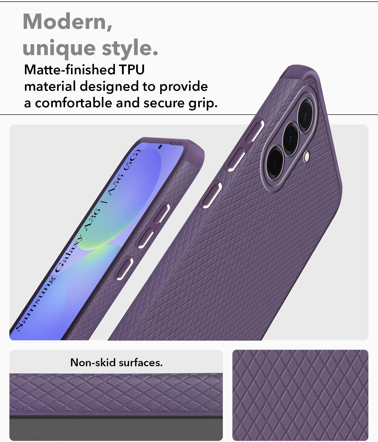 For Samsung Galaxy A36 5G | Galaxy A56 5G Back Cover Case (Liquid Silicone | Side Grip | Camera Protection)