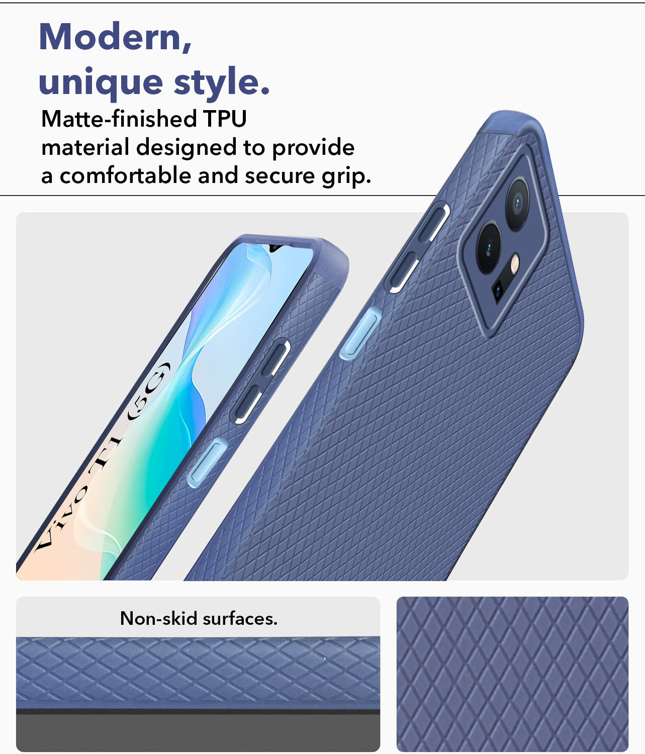 For Vivo T1 5G Back Cover Case (Liquid Silicone | Side Grip | Camera Protection)