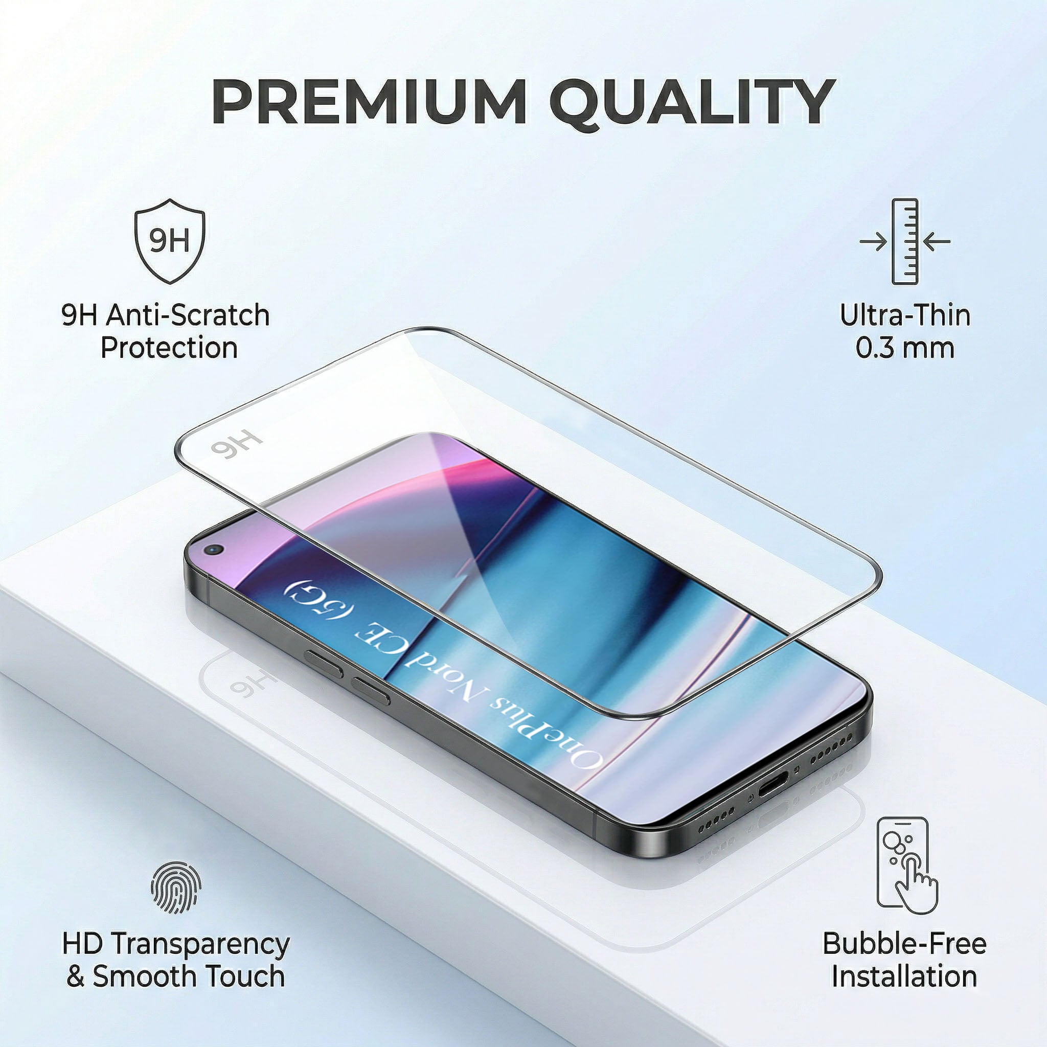 For OnePlus Nord CE 5G Combo (Textured Grip Design | Micro-Fiber Cloth Inside | Oleophobic Coating Screen Glass)