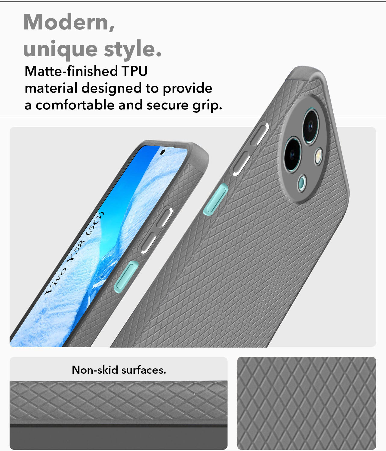 For Vivo Y58 5G Back Cover Case (Liquid Silicone | Side Grip | Camera Protection)