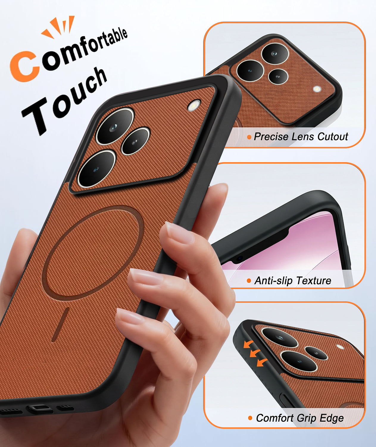 For Realme P4 Pro Back Cover Case PU Leather (Texture Grip Design | Professional Minimalist | Camera Protection | Soft and Flexible)