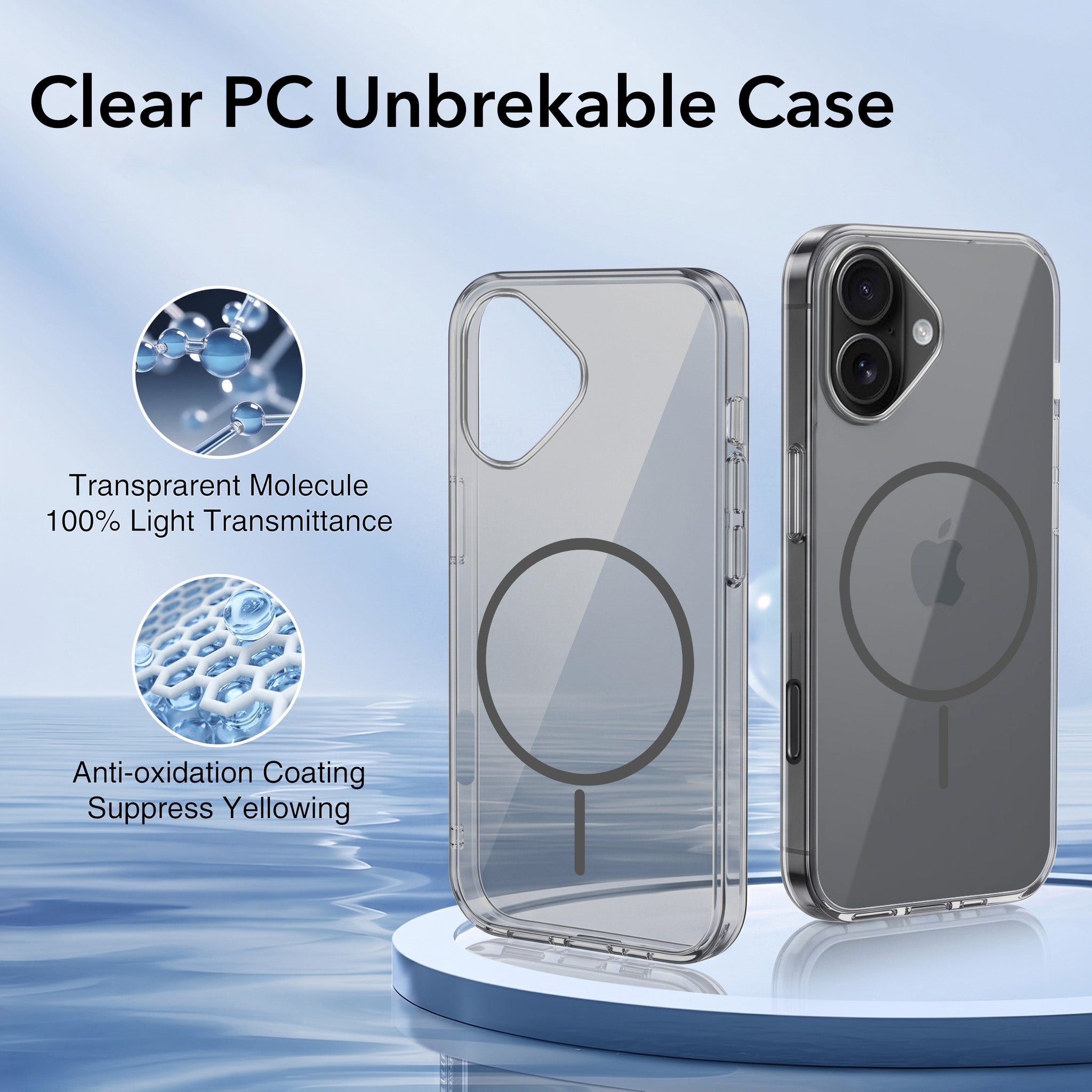 For Apple iPhone 17 Back Case Cover Crystal Anti Yellow (Unbreakable PC | MagSafe Wireless Charging Support |Camera Protection Bump)