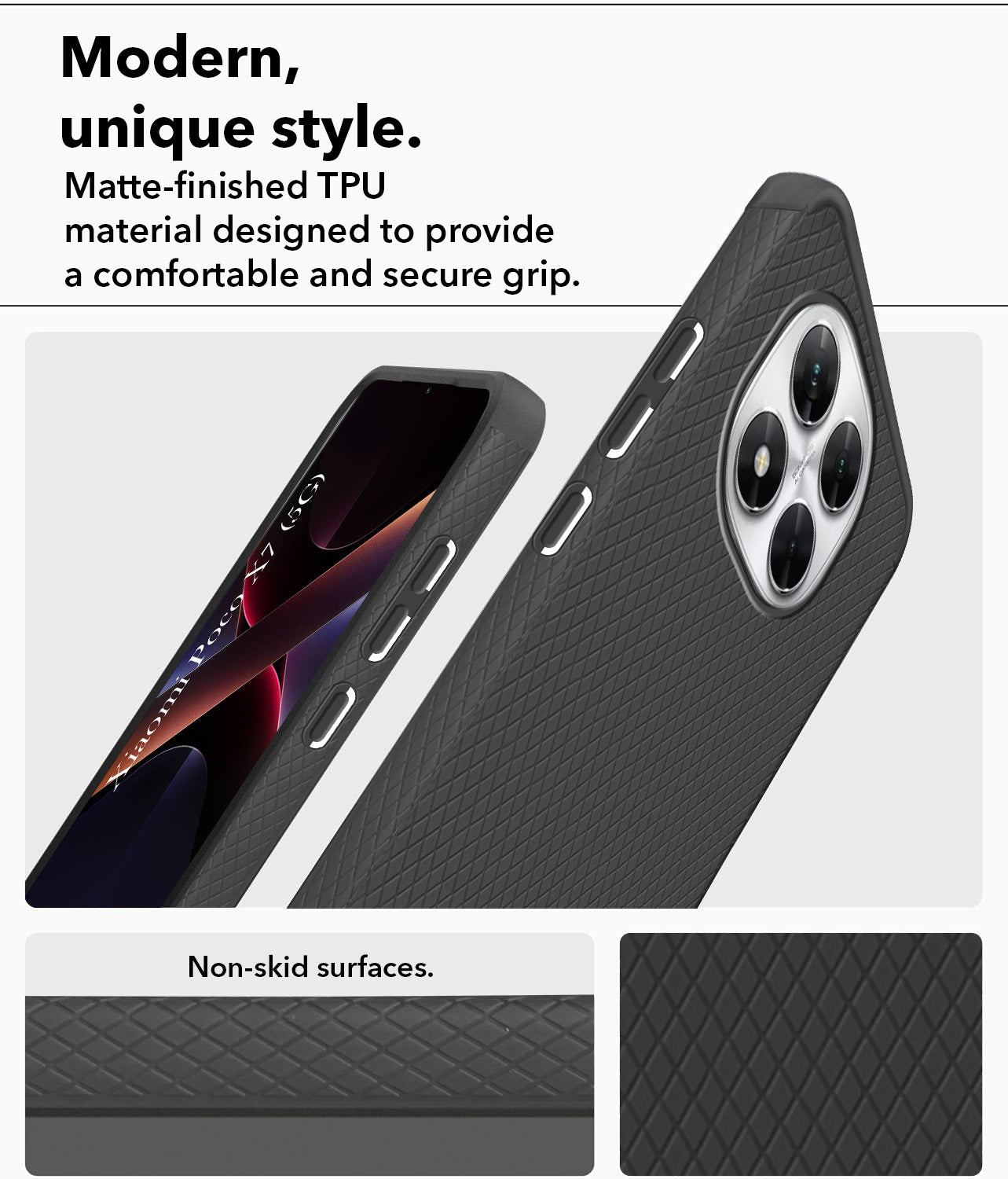 For Xiaomi Poco X7  Back Cover Case (Liquid Silicone | Side Grip | Camera Protection)