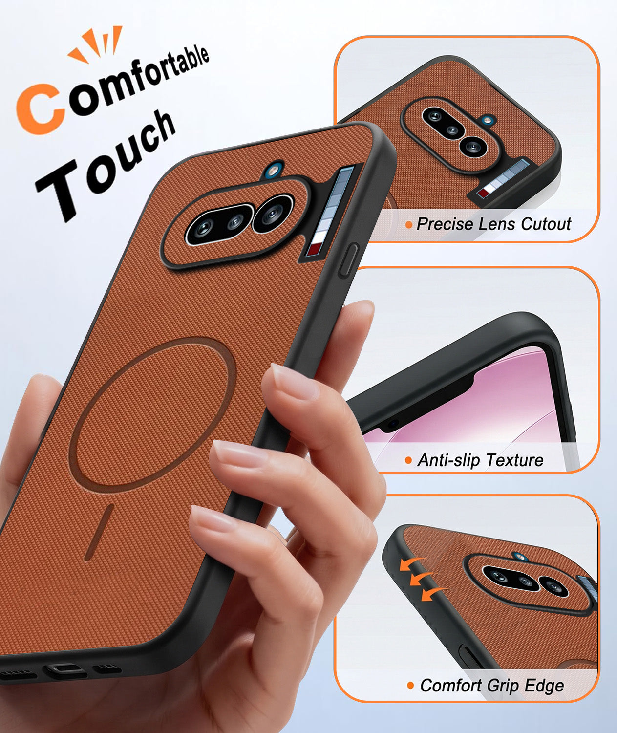 For Nothing Phone 4A 5G Back Cover Case PU Leather (Texture Grip Design | Professional Minimalist | Camera Protection | Soft and Flexible)