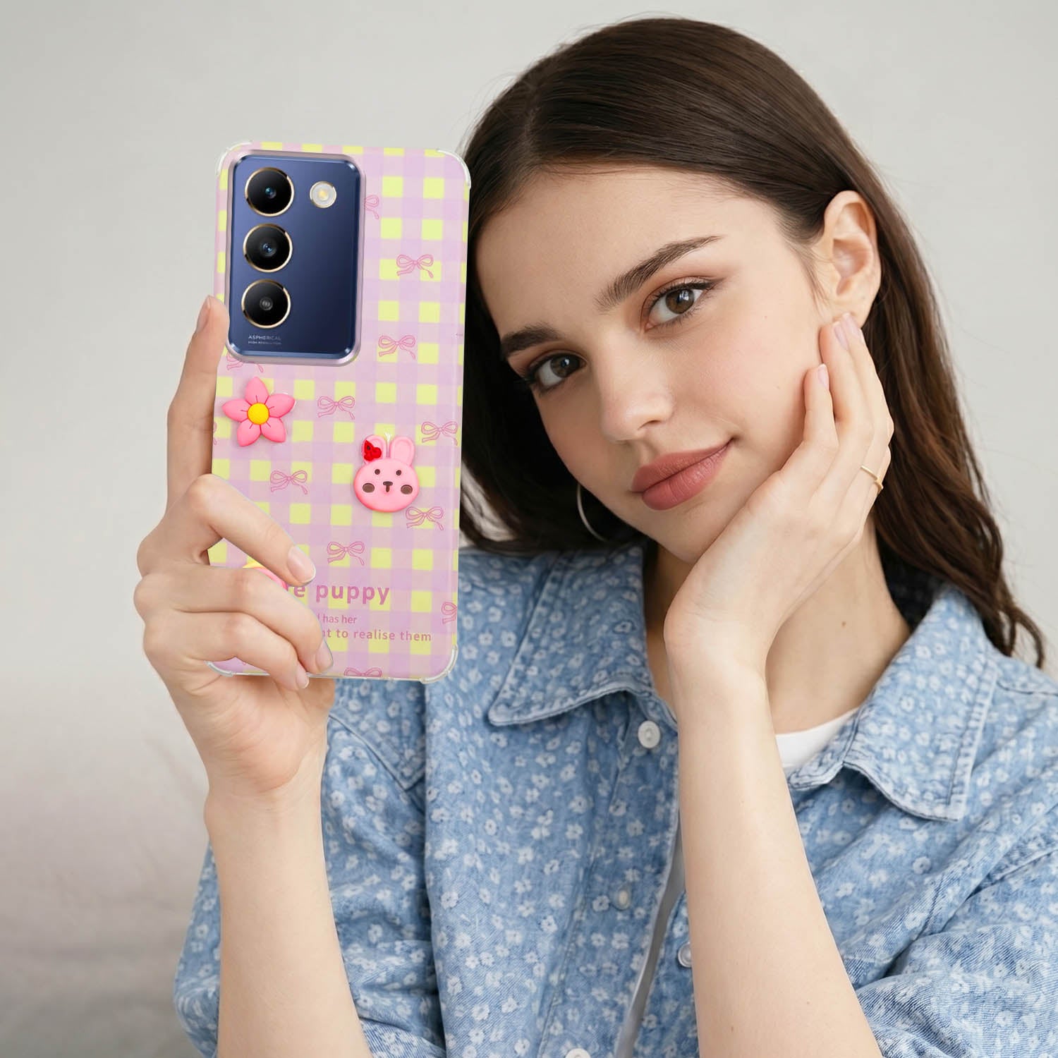 For Vivo T3 5G Back Cover Case (3D Cute Cartoons | Hard Back Side Soft | Matte Premium Finish | HD Printing)