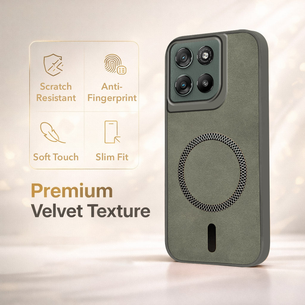 For Motorola Moto G67 Power | G57 Power Back Cover Case Leather Finish (MagSafe Compatible Wireless Charging | Soft Touch | Camera Bump Protection)