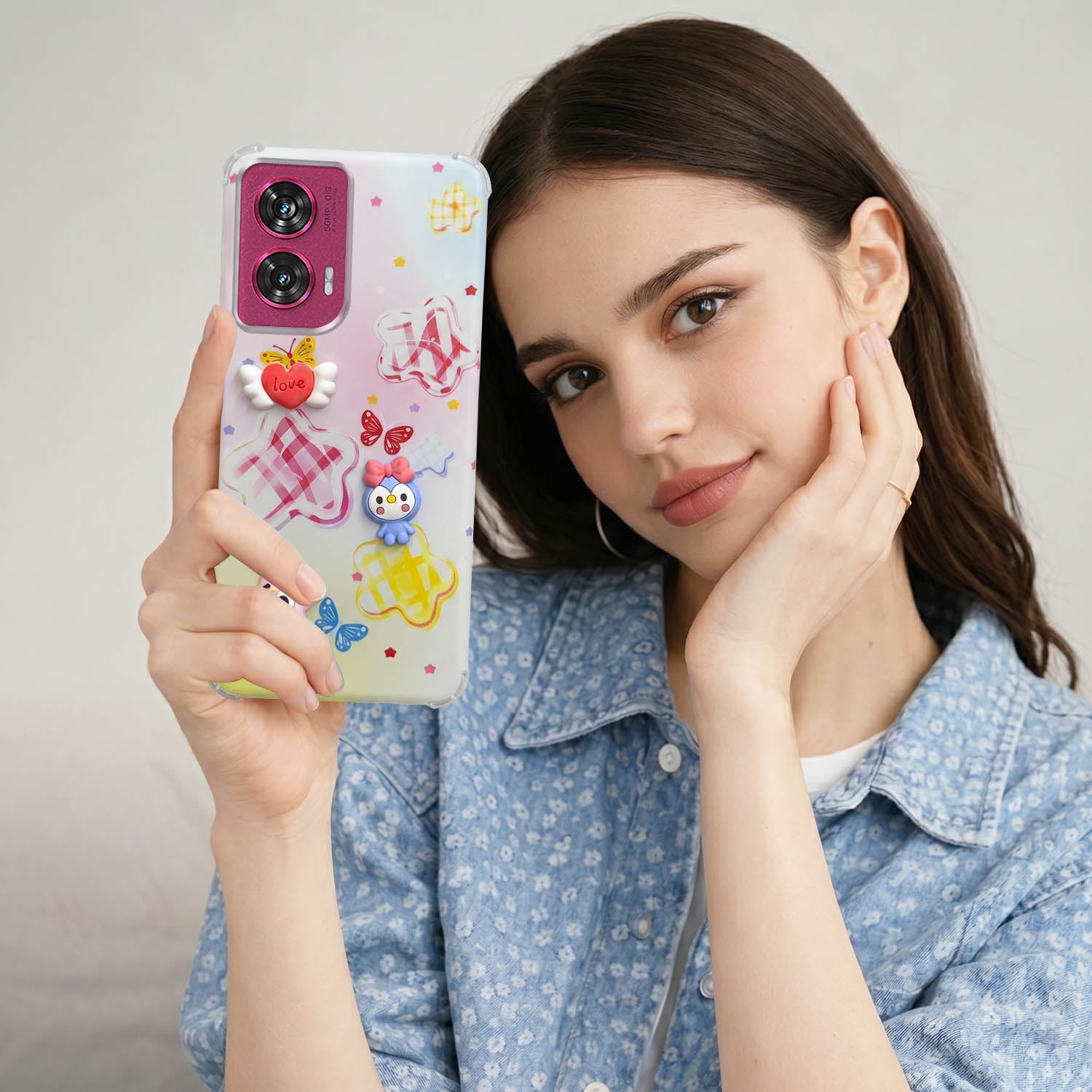 For Motorola Moto Edge 50 Fusion Back Cover Case (3D Cute Cartoons | Hard Back Side Soft | Matte Premium Finish | HD Printing)