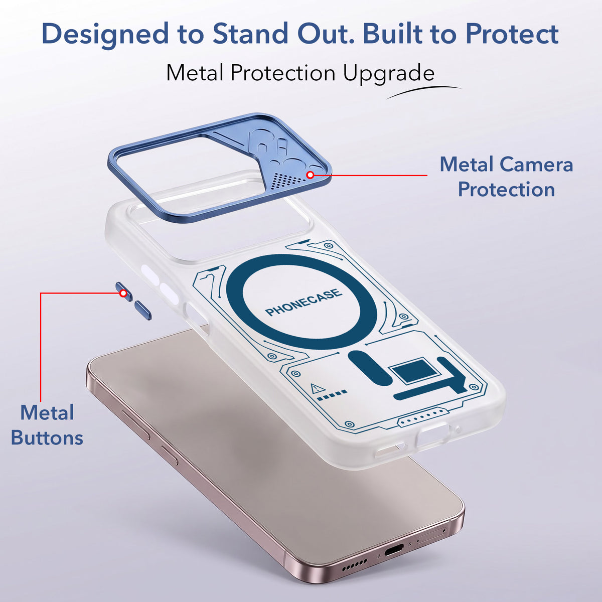 For Vivo V70 | Vivo V70 Elite 5G Metallic Back Cover Case (Metallic Camera Protection & Buttons | Translucent Milky Shade | Hard Polycarbonate)