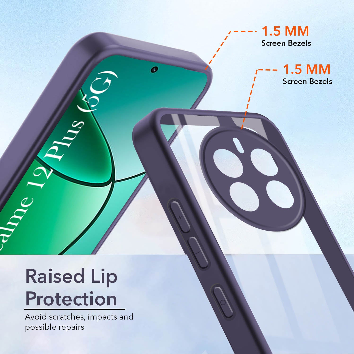For Realme 12 Plus Back Cover Case (Lifetime Anti Yellow | Anti Scratch | Crystal Clear Shockproof)