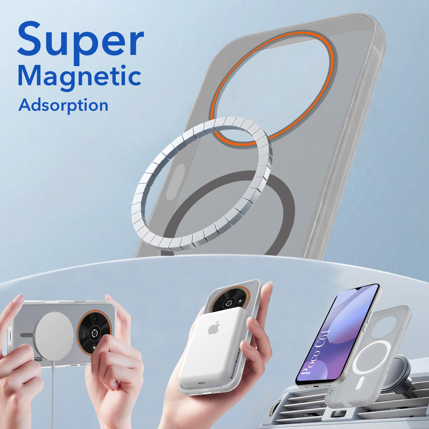 For Xiaomi Poco C61 Back Cover Case (Soft Touch | Camera Bump Protection | MagSafe Compatible | Matte Finish)