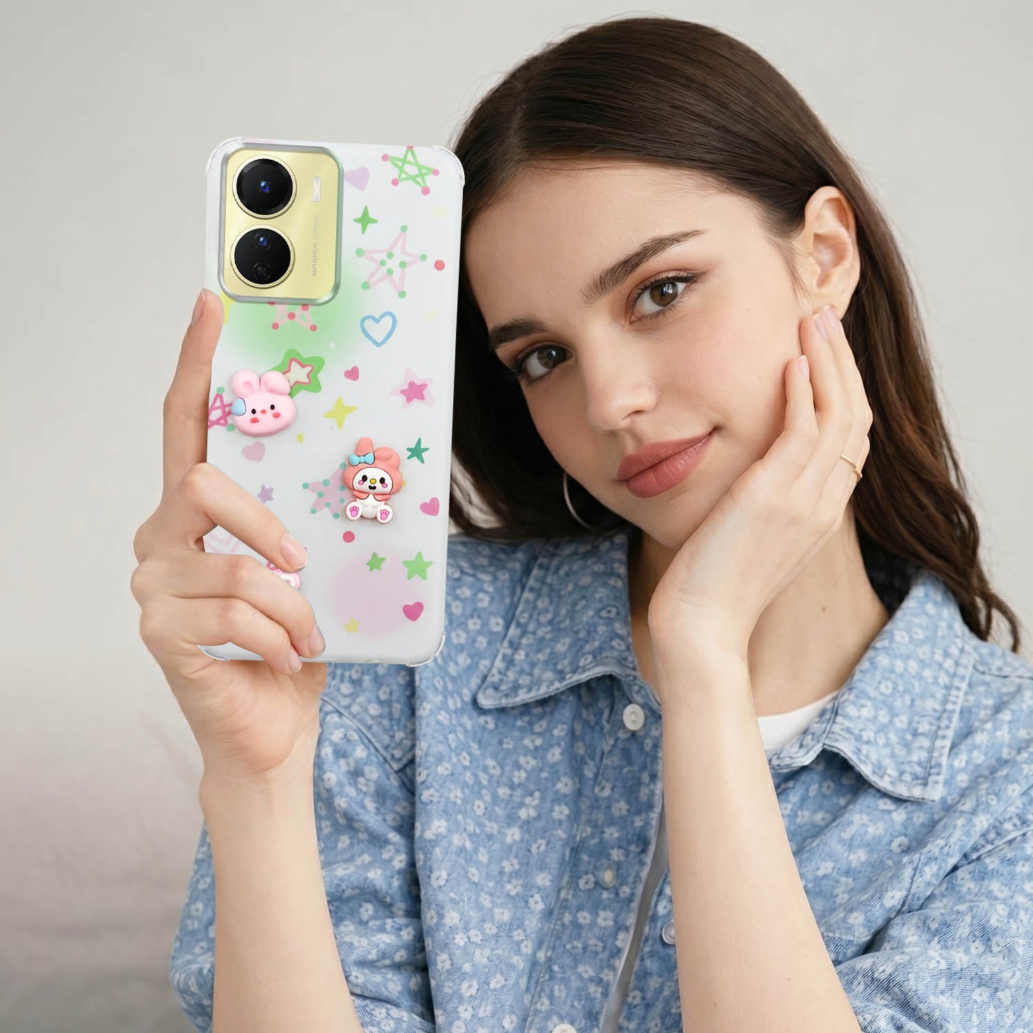 For Vivo Y16 Back Cover Case (3D Cute Cartoons | Hard Back Side Soft | Matte Premium Finish | HD Printing)