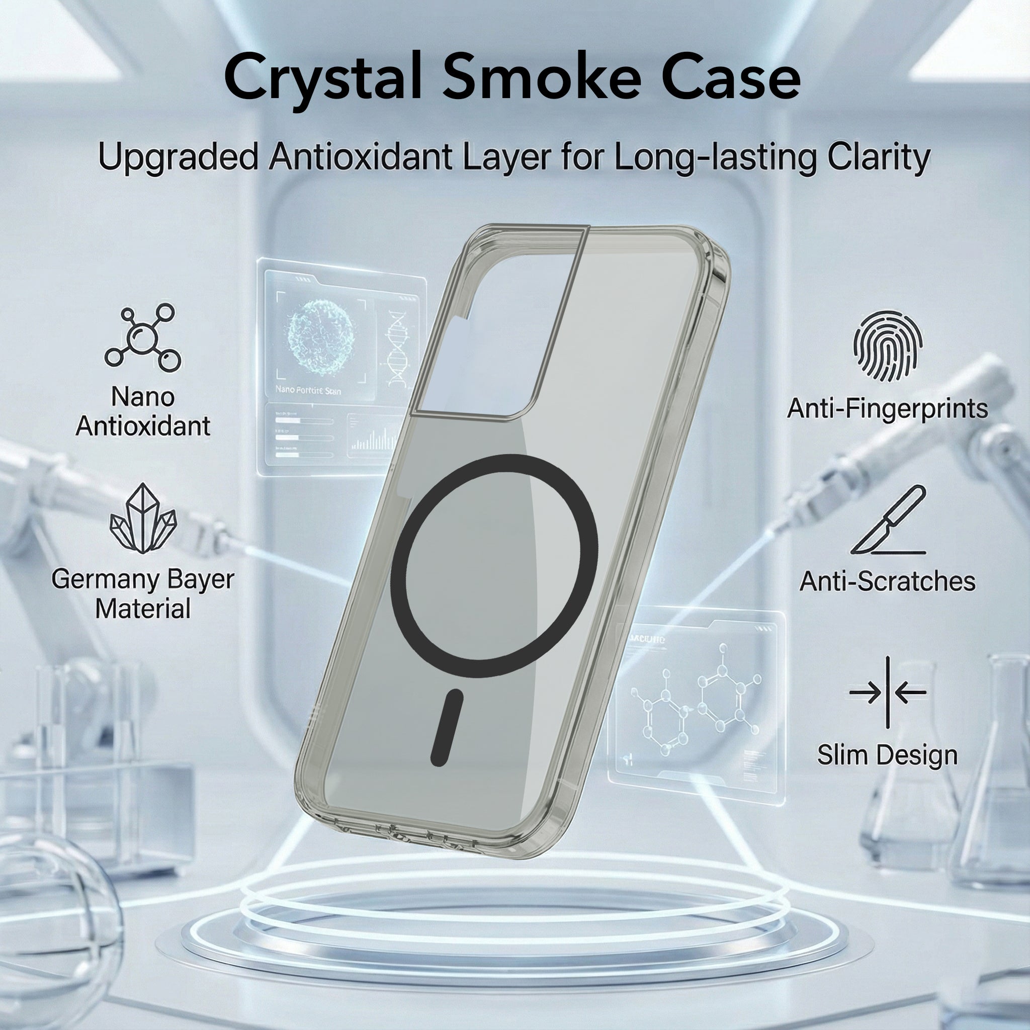 For Samsung Galaxy S21 Ultra 5G Back Cover Case Lifetime Anti-Yellow MagSafe Compatible Clear (Sleek Hard Crystal | Shockproof and Camera Protection)