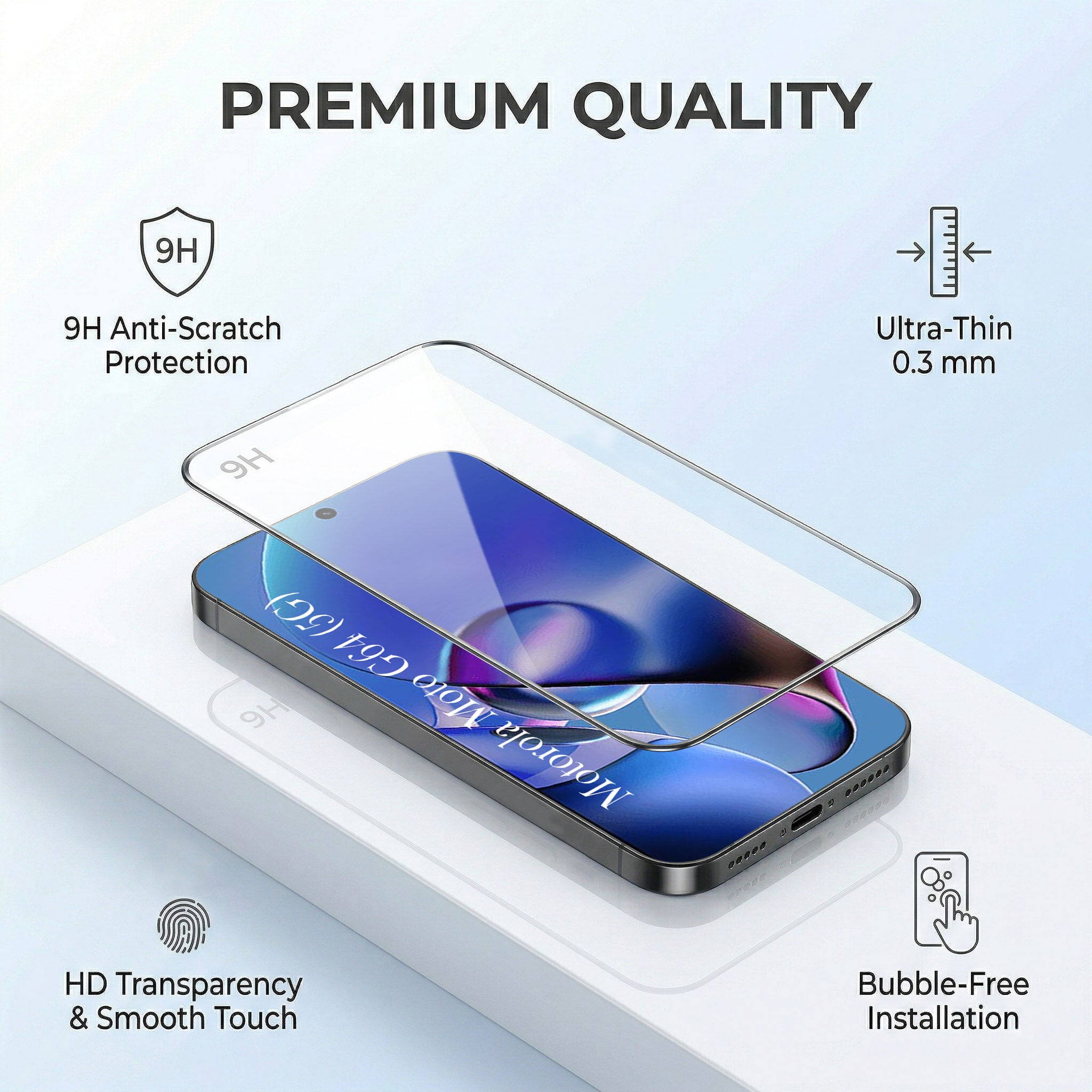 For Motorola Moto G64 5G Combo with Back Cover and 9H Tempered Glass (Liquid Silicone | Camera Protection | Oleophobic Coating Screen Glass)