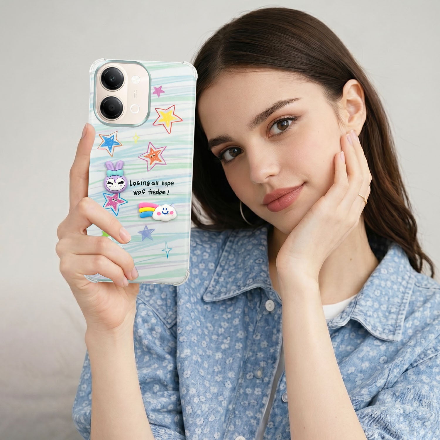 For Vivo Y05 4G Back Cover Case (3D Cute Cartoons | Hard Back Side Soft | Matte Premium Finish | HD Printing)