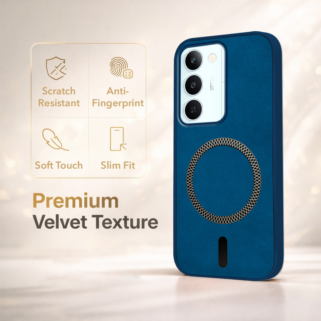 For Realme P4 Lite 5G | Narzo 100 Lite 5G Back Cover Case Leather Finish (MagSafe Compatible Wireless Charging | Soft Touch | Camera Bump Protection)
