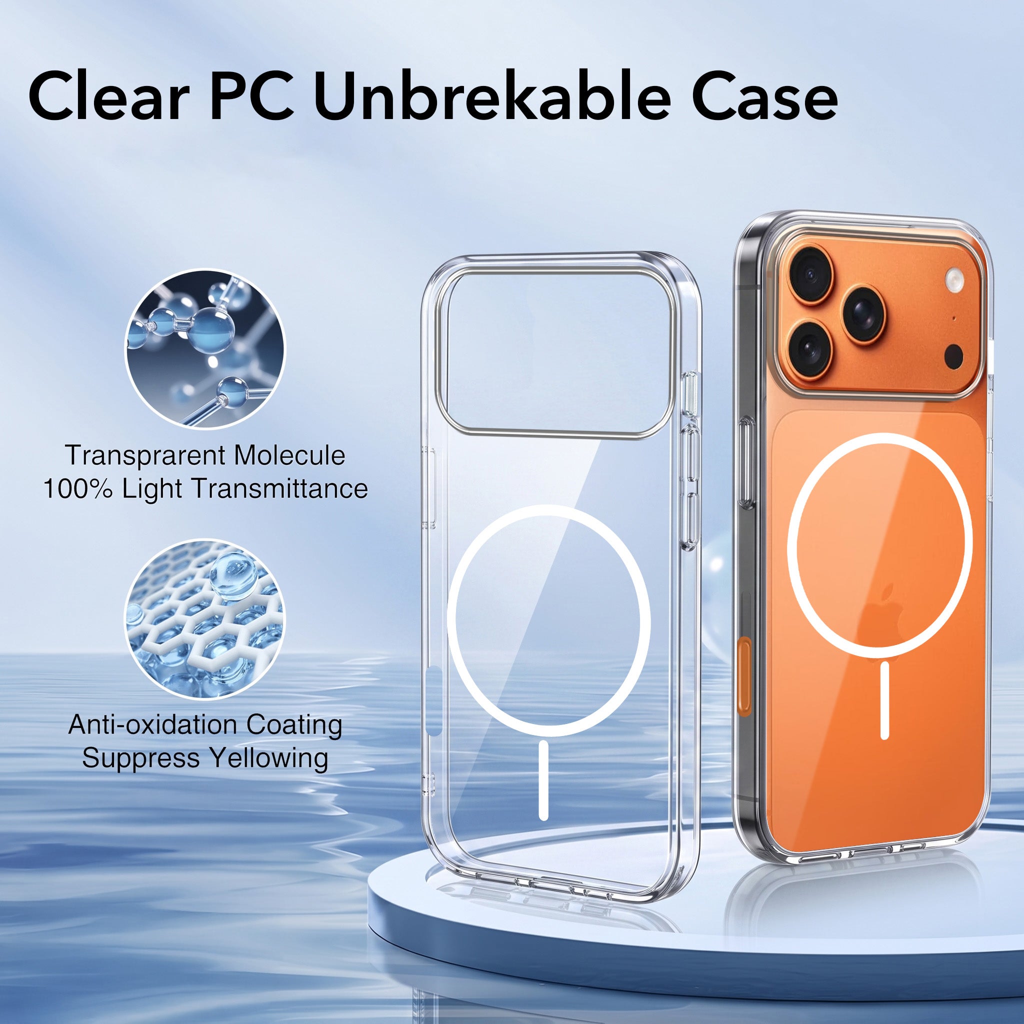For Apple iPhone 17 Pro Max Back Case Cover Crystal Anti Yellow (Unbreakable PC | MagSafe Wireless Charging Support |Camera Protection Bump)