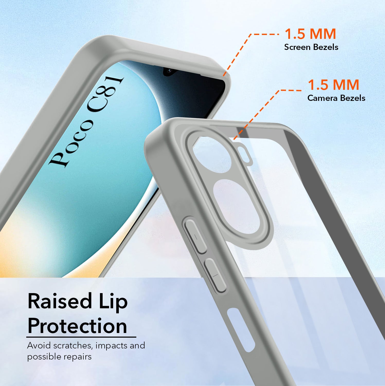 For Poco C81 5G Back Cover Case Ultra-Hybrid (Lifetime Anti Yellow | Anti Scratch | Crystal Clear Shockproof)