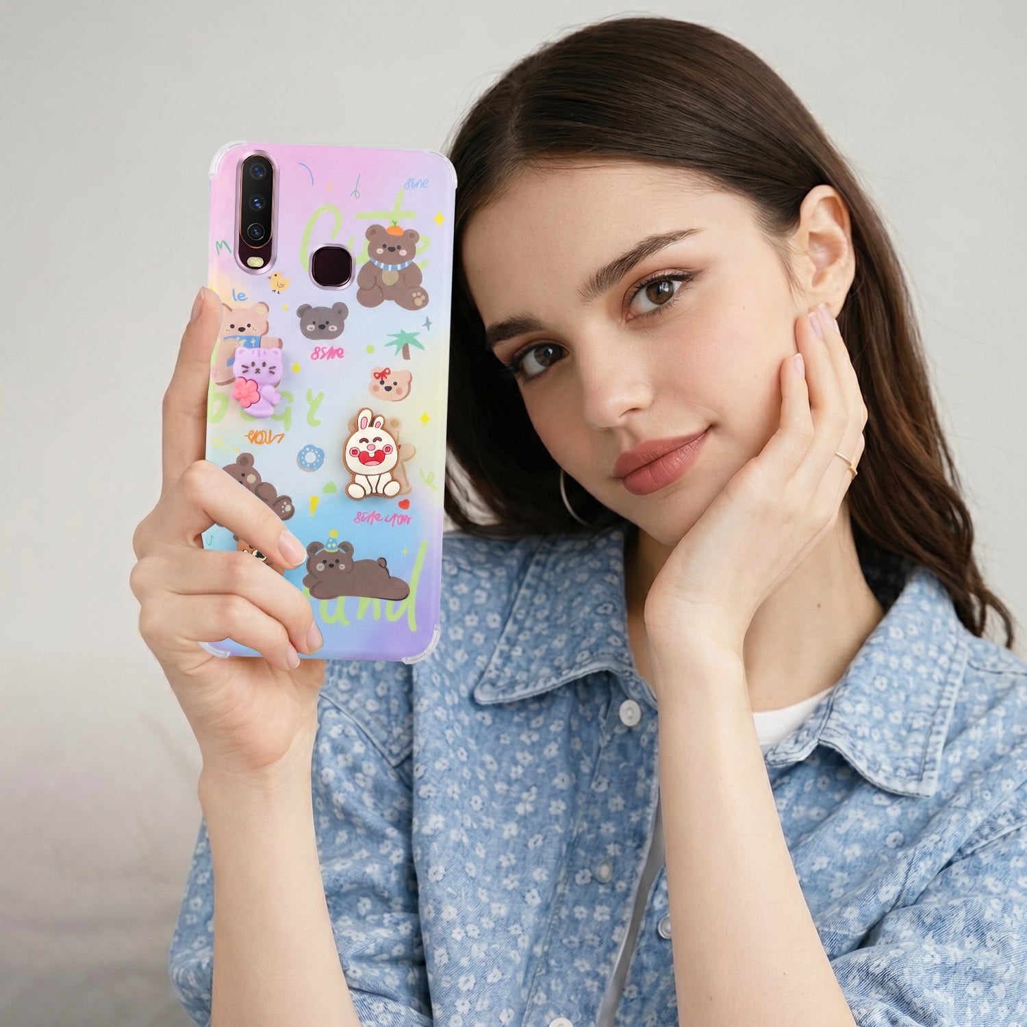 For Vivo Y12 | Y15 | Y17 Back Cover Case (3D Cute Cartoons | Hard Back Side Soft | Matte Premium Finish | HD Printing)