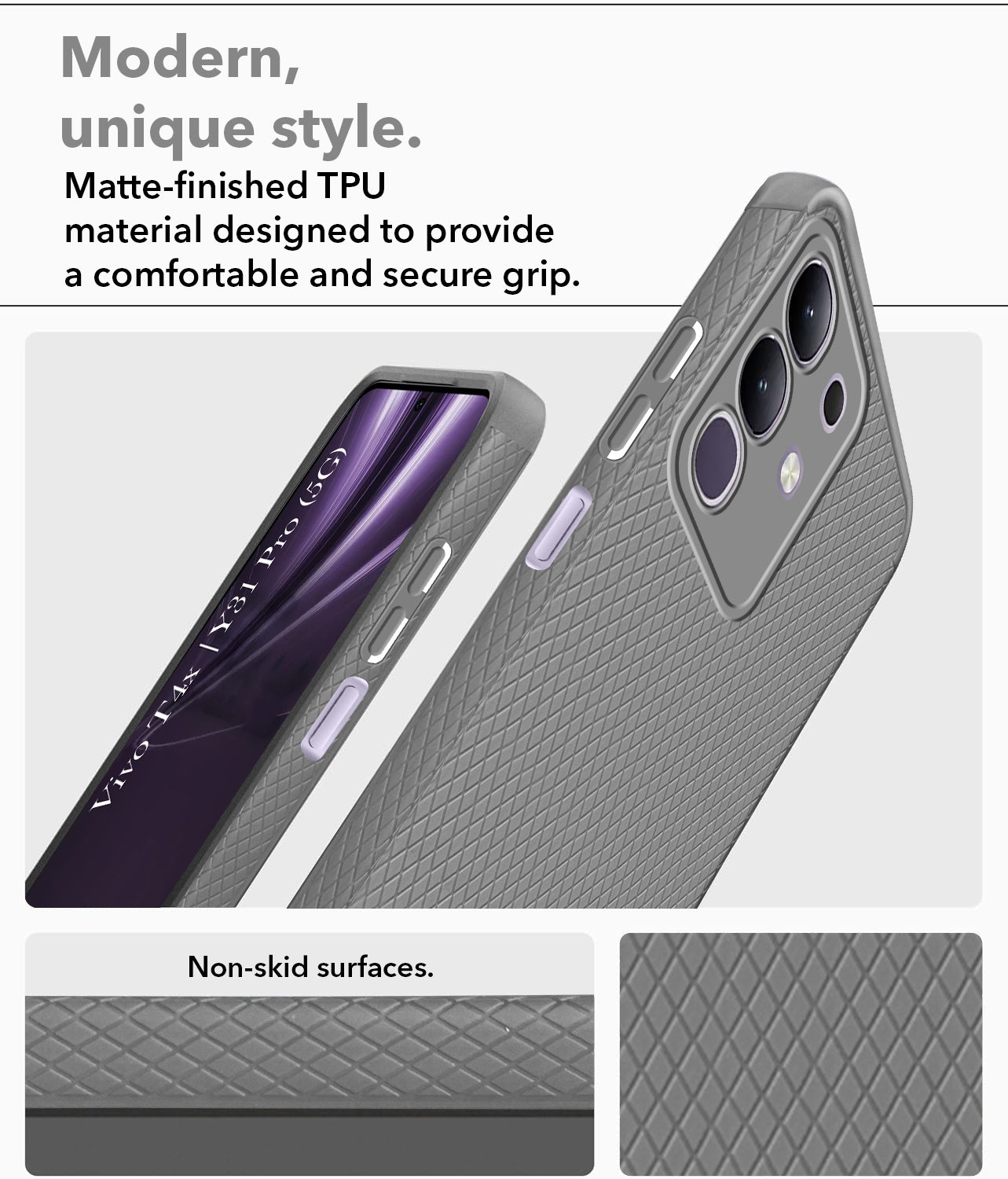 For Vivo T4x | Vivo Y31 Pro Back Cover Case (Liquid Silicone | Side Grip | Camera Protection)