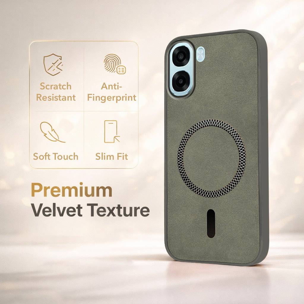 For Oppo A6X | Oppo A6S Back Cover Case Leather Finish (MagSafe Compatible Wireless Charging | Soft Touch | Camera Bump Protection)