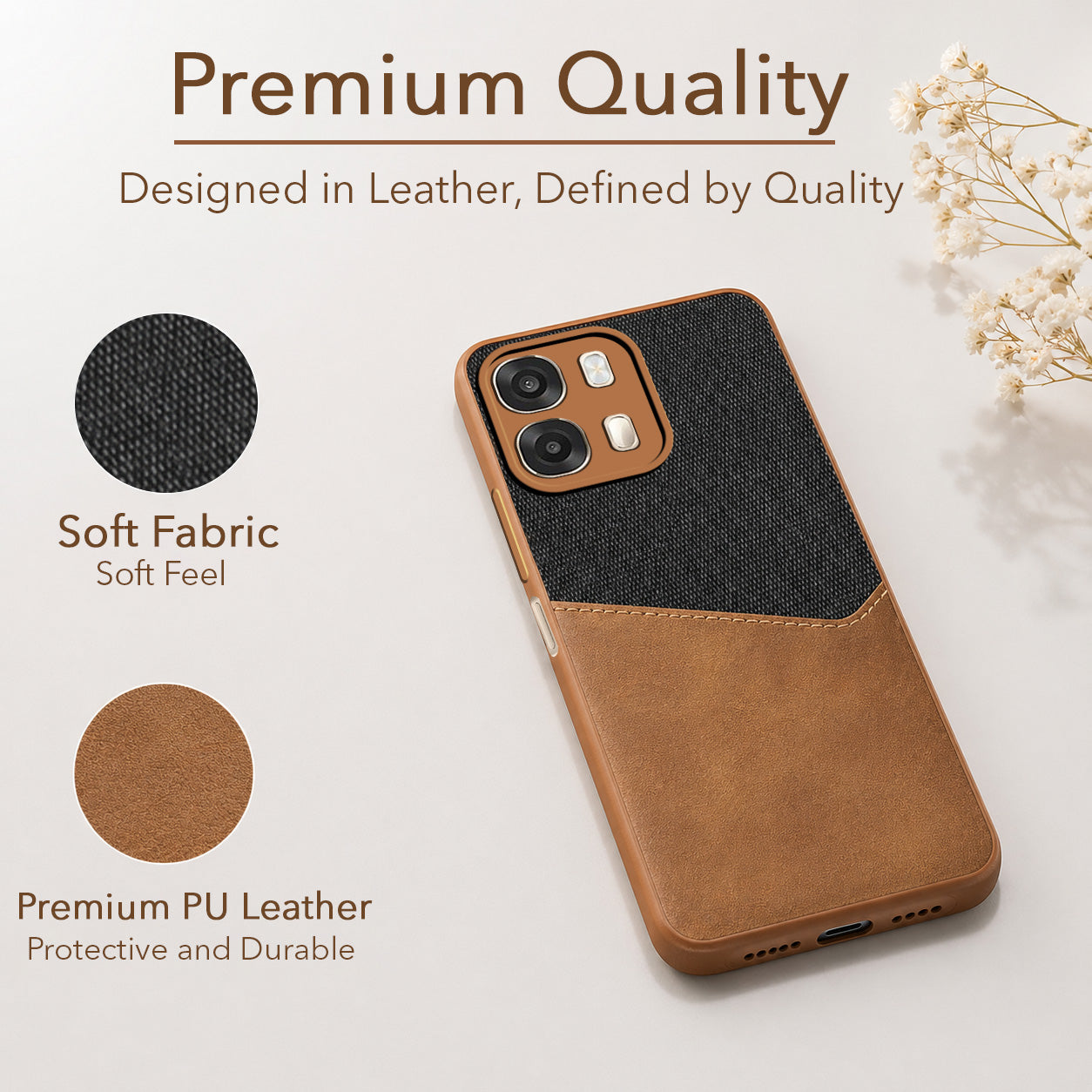 For Oppo A6 Pro Back Cover Case (Dual PU Leather Stitch | Professional Minimalist | Soft and Flexible)