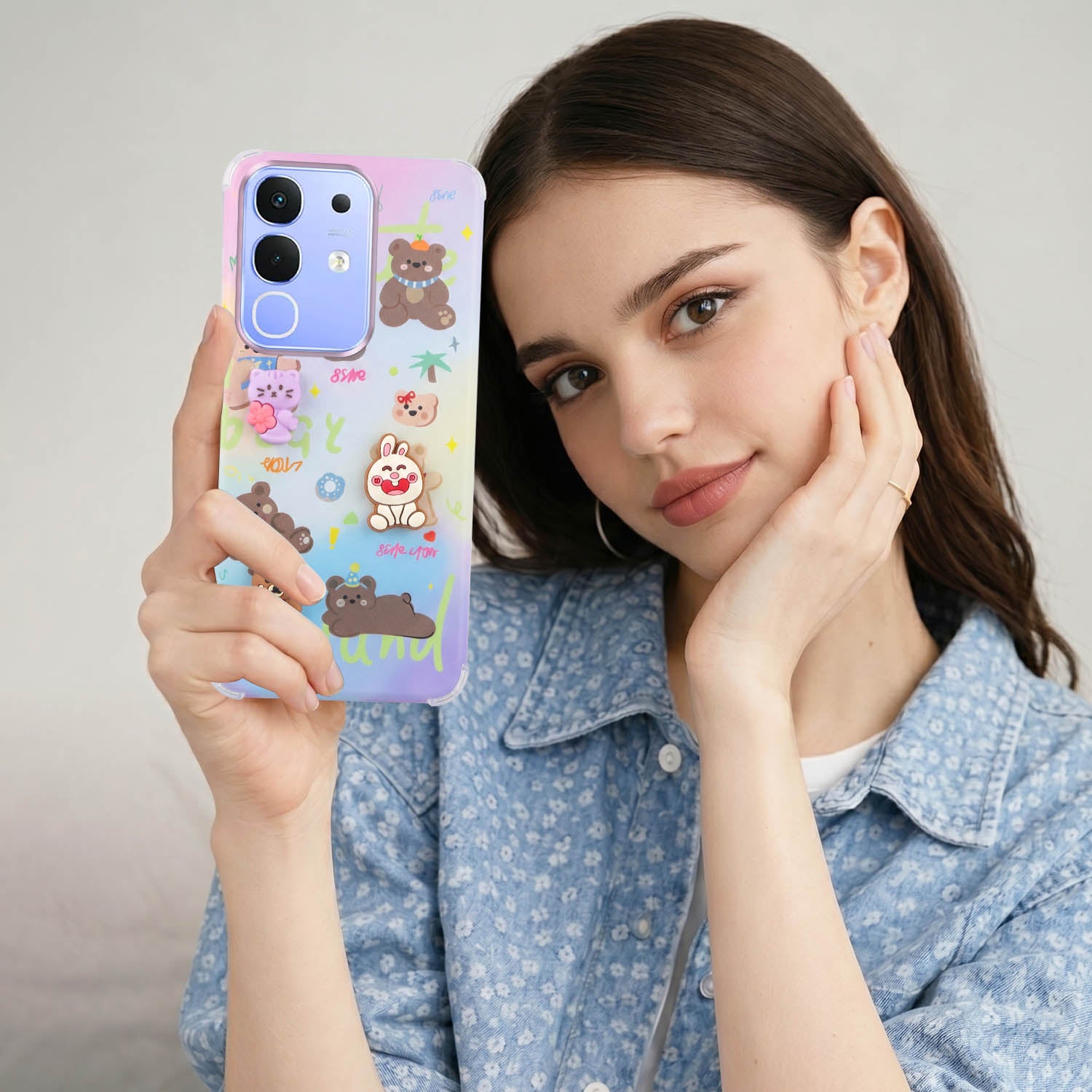 For Vivo iQOO Z10x Back Cover Case (3D Cute Cartoons | Hard Back Side Soft | Matte Premium Finish | HD Printing)