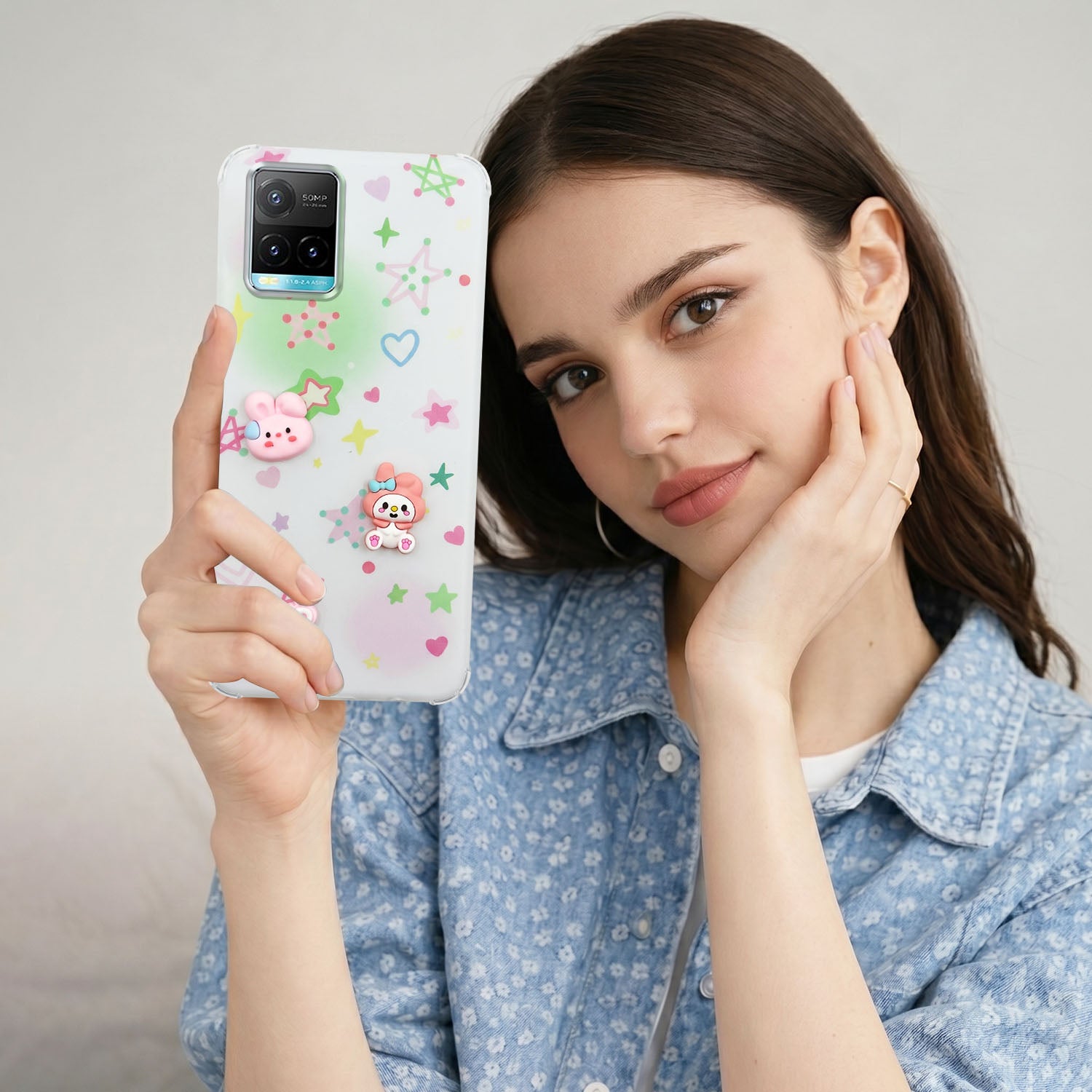 For Vivo Y33T | Vivo Y21T | Vivo Y21s Back Cover Case (3D Cute Cartoons | Hard Back Side Soft | Matte Premium Finish | HD Printing)