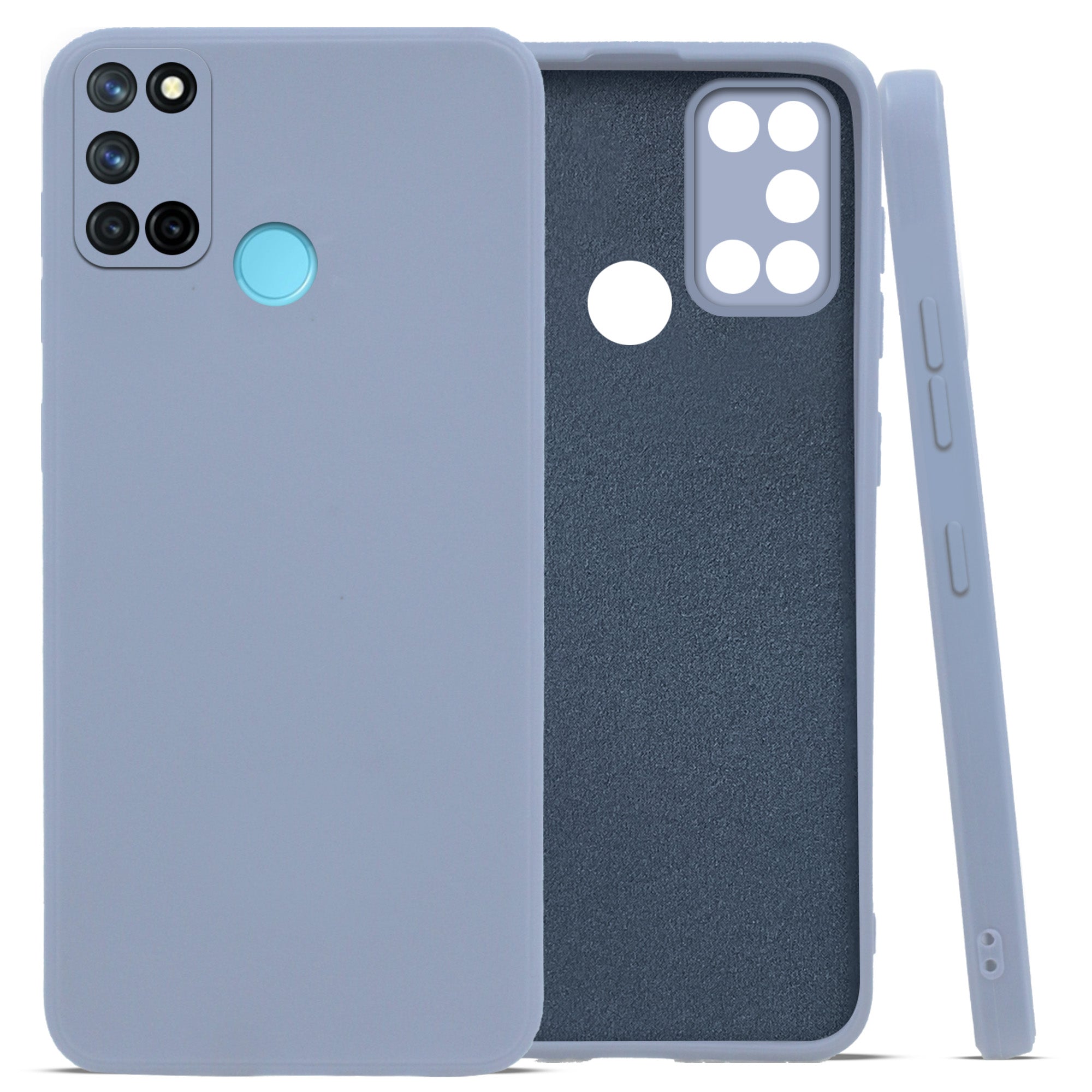 For Realme 7i Back Cover Case ( Matte Finish Silicone with Inside Fiber cloth)