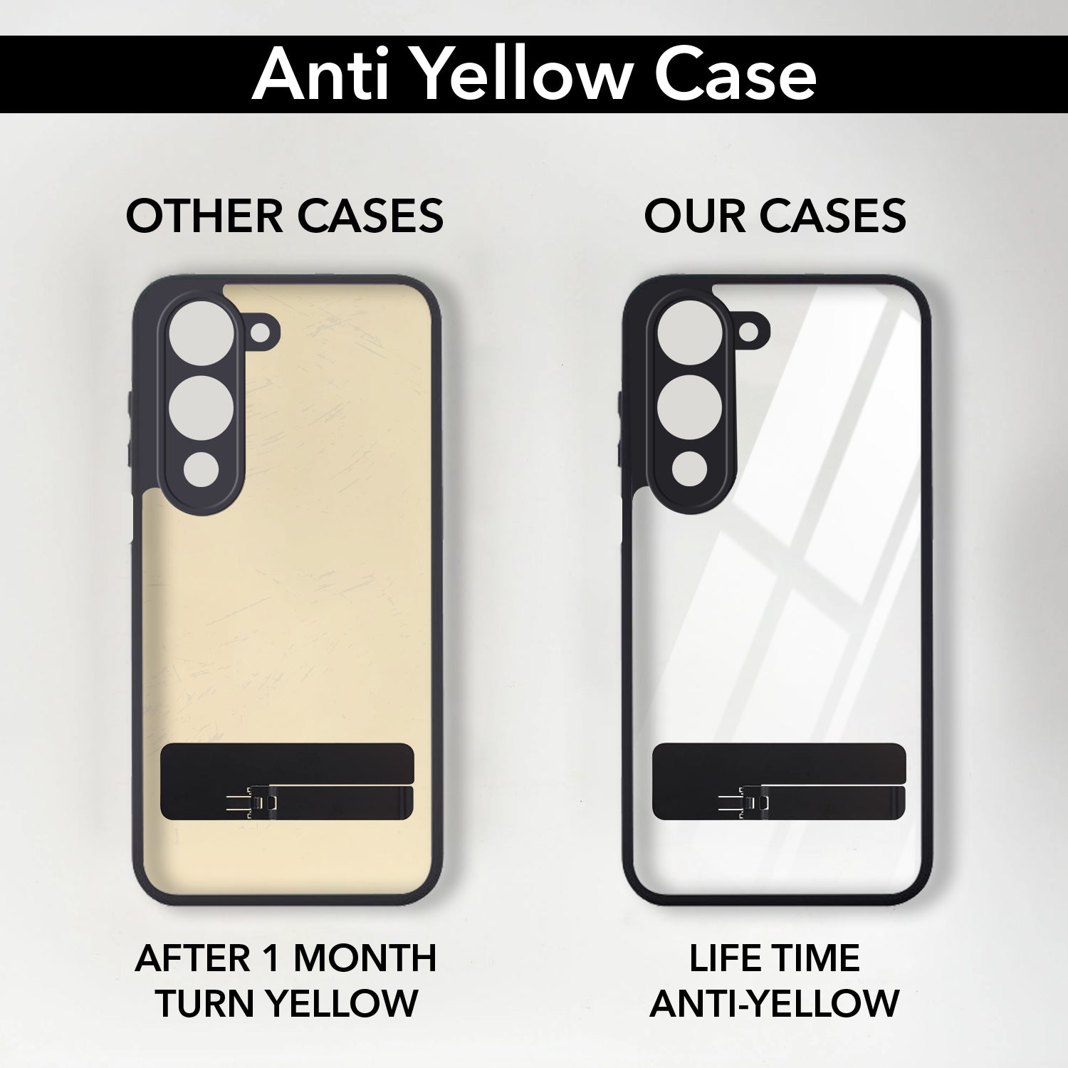 For Vivo Y19 | Vivo Y19e | Vivo T4 Lite Back Cover Case (Built-in Stand | Lifetime Anti Yellow | Kickstand Shockproof | Camera Protection | MagSafe Compatible)
