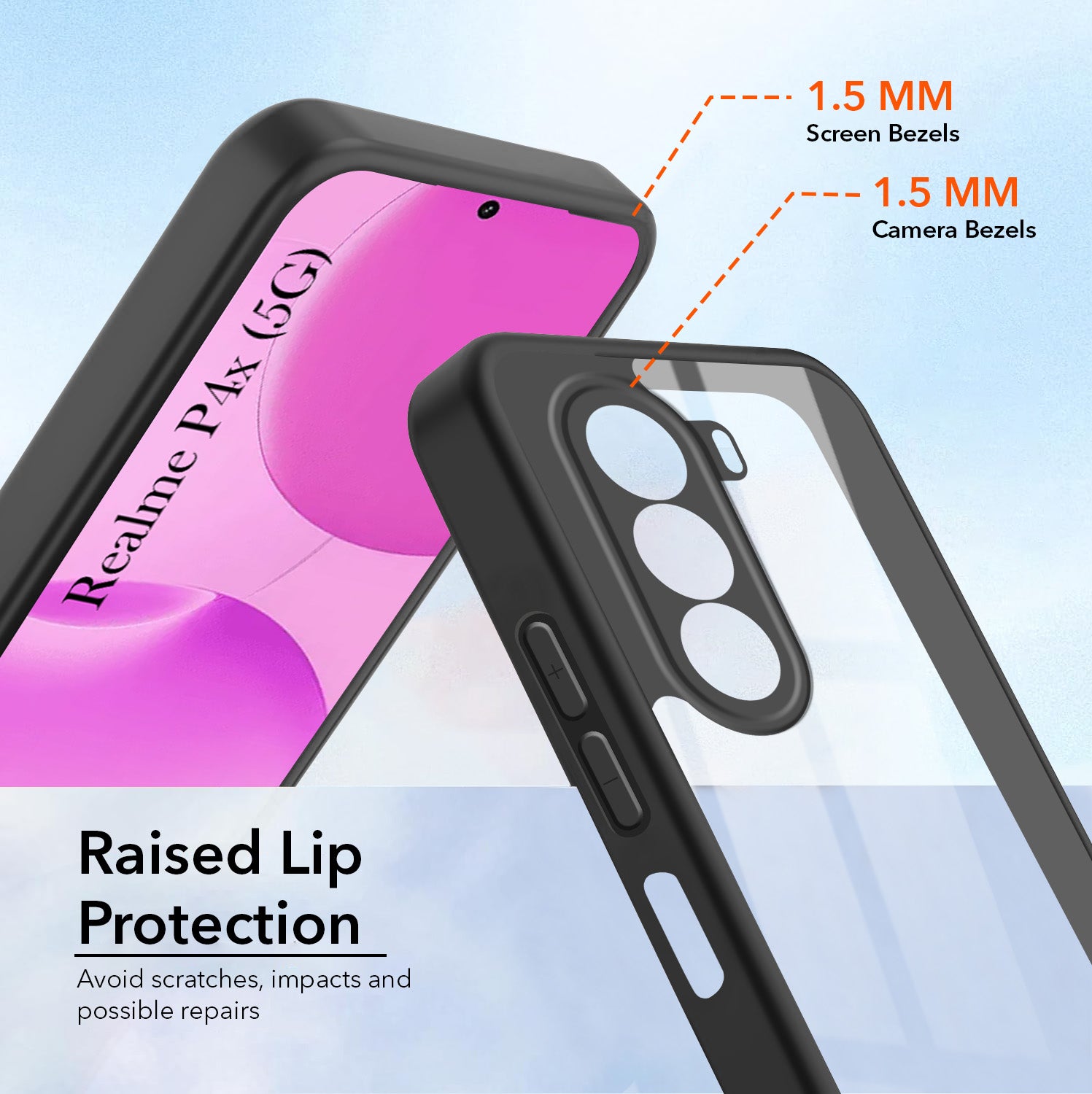 For Realme P4x Lite Back Cover Case Ultra-Hybrid (Lifetime Anti Yellow | Anti Scratch | Crystal Clear Shockproof)