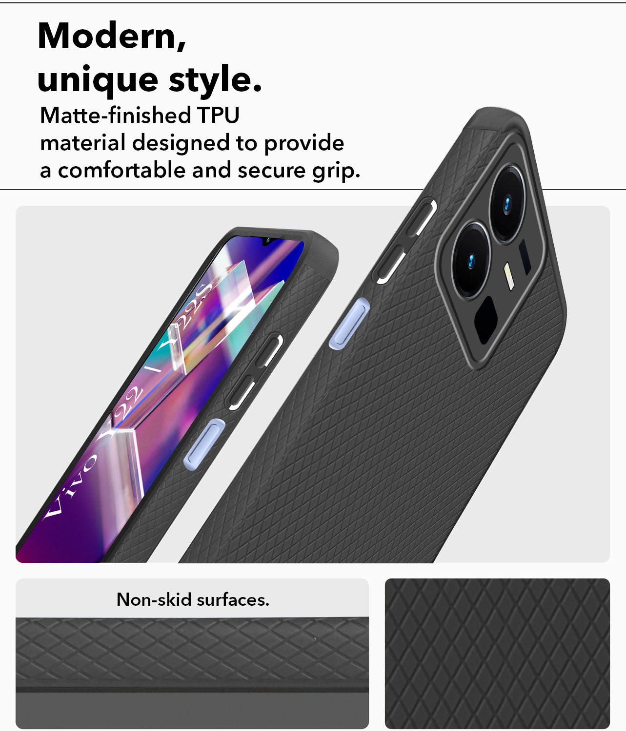 For Vivo Y22 | Vivo Y22s Back Cover Case Liquid Silicone (Camera Protection | Side Grip Texture | Soft and Flexible)