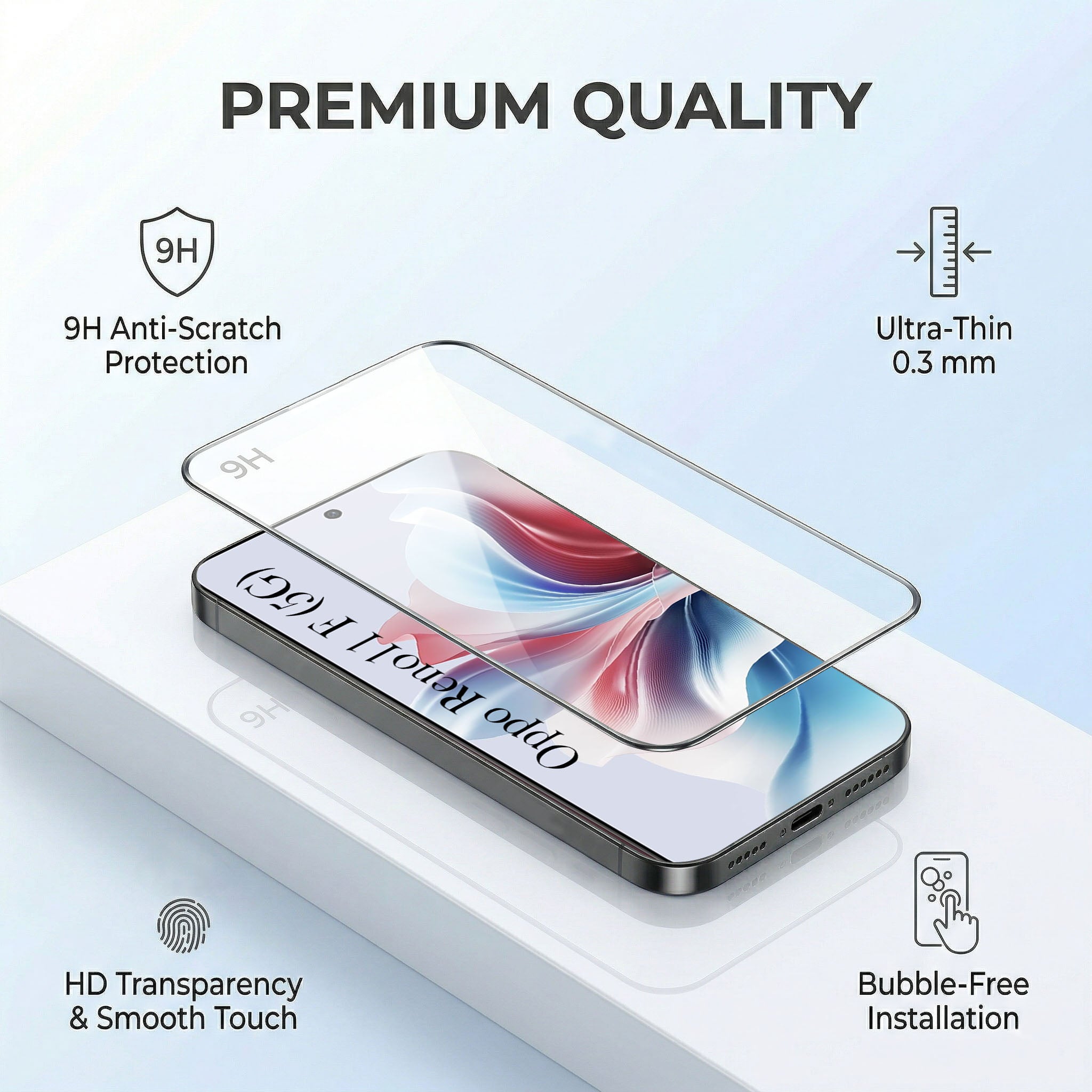 For Oppo Reno11 F 5G | Oppo Reno 11F 5G Combo with Back Cover and 9H Tempered Glass (Liquid Silicone | Camera Protection | Oleophobic Coating Screen Glass)