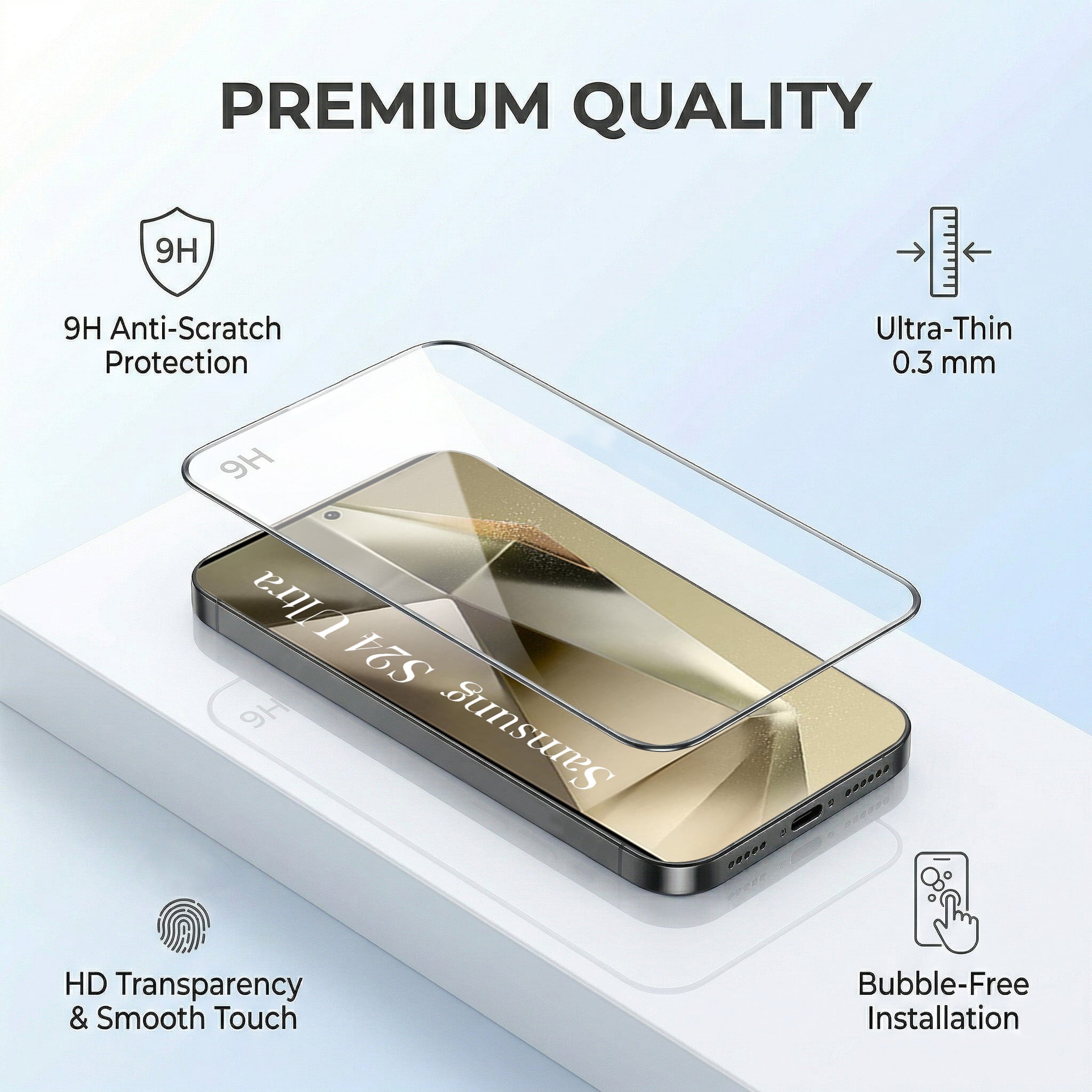 For Samsung Galaxy S24 Ultra Combo with Back Cover and 9H Tempered Glass (Liquid Silicone | Camera Protection | Oleophobic Coating Screen Glass)