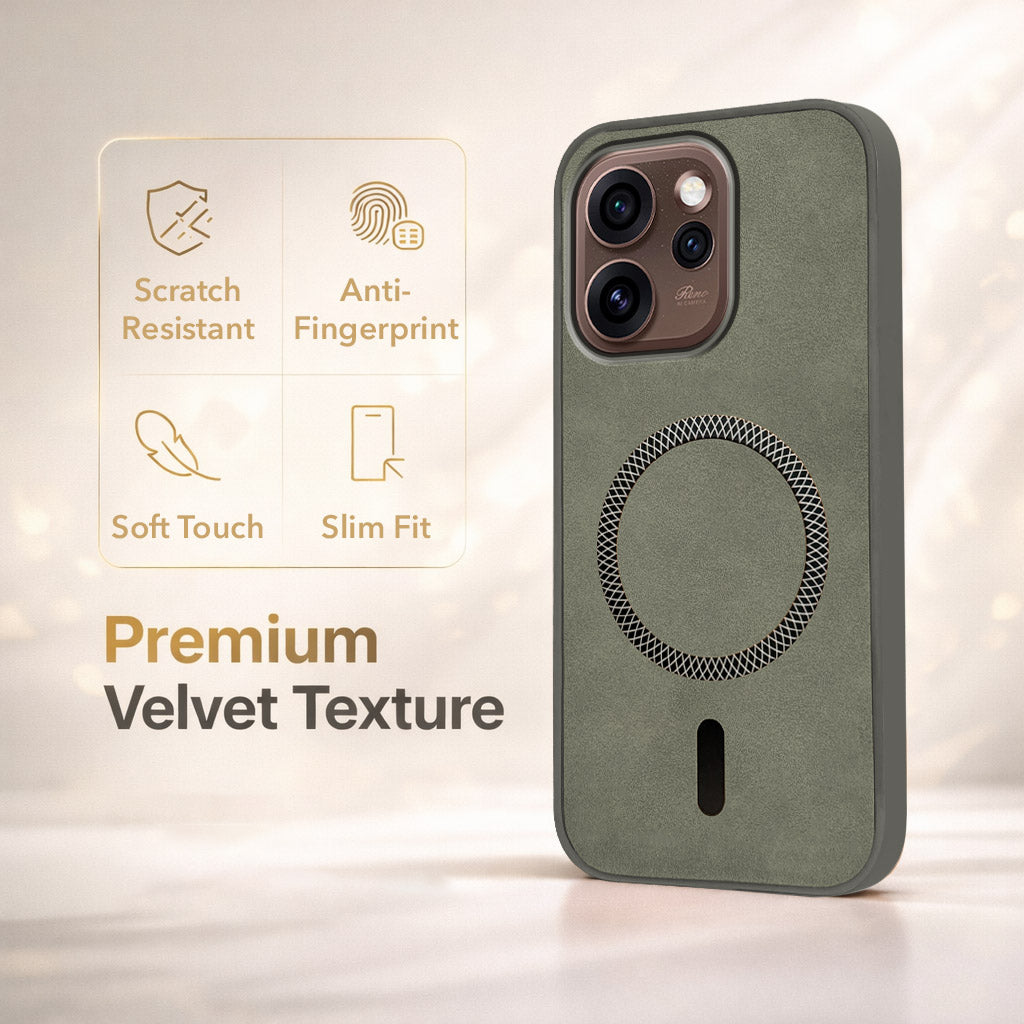For Oppo Reno15 Pro 5G | Oppo Reno 15 Pro 5G Back Cover Case Leather Finish (MagSafe Compatible Wireless Charging | Soft Touch | Camera Bump Protection)