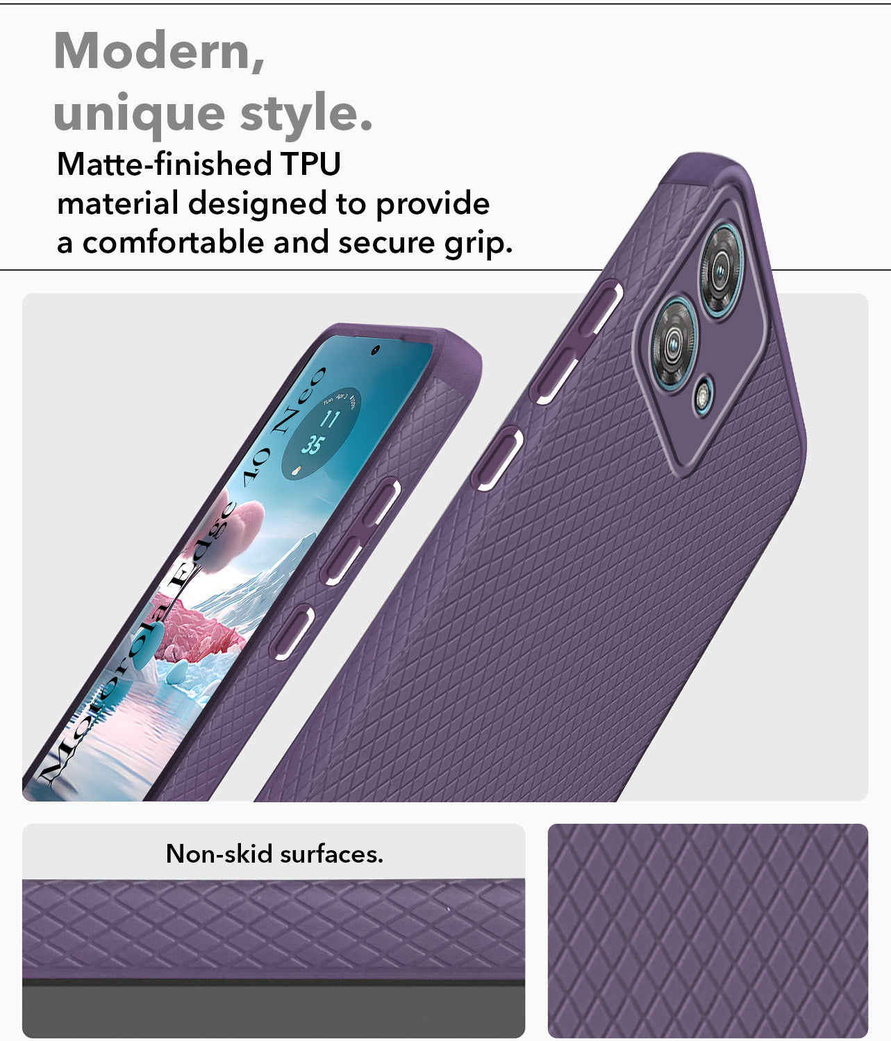 For Motorola Moto Edge 40 Neo Back Cover Case (Liquid Silicone | Side Grip | Camera Protection)