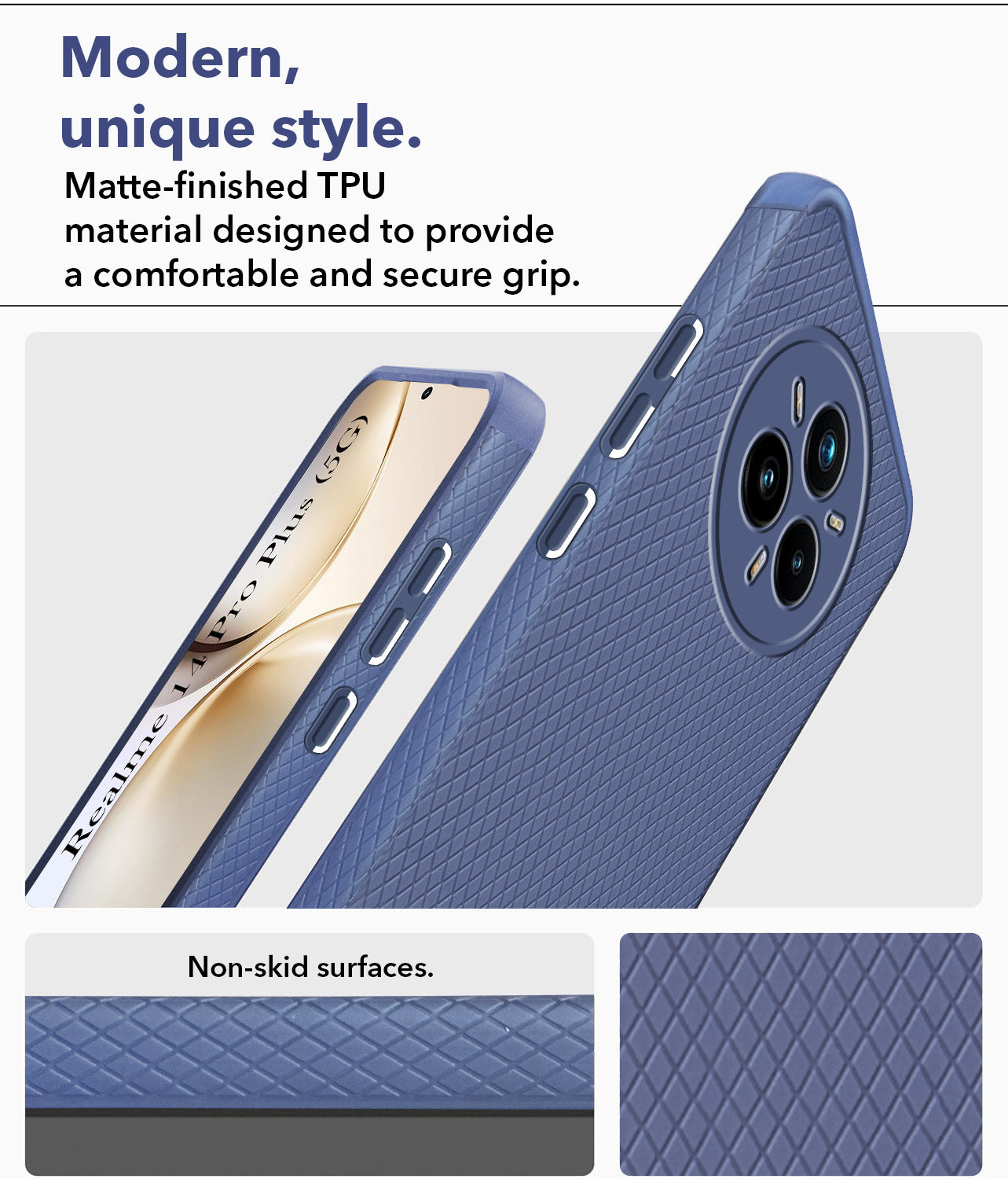 For Realme 14 Pro Plus 5G Back Cover Case (Liquid Silicone | Side Grip | Camera Protection)