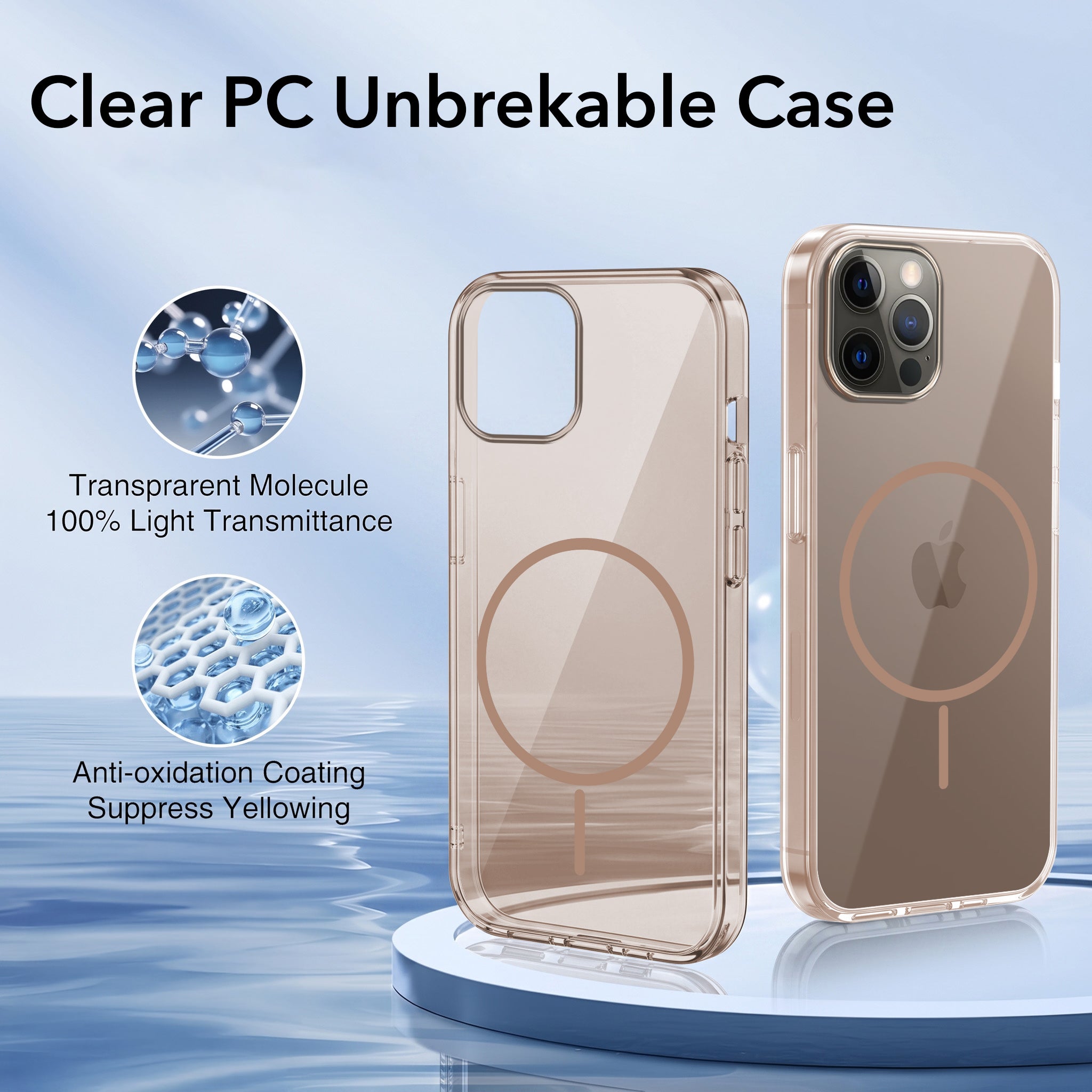 For Apple iPhone 12 Pro Back Case Cover Crystal Anti Yellow (Unbreakable PC | MagSafe Wireless Charging Support |Camera Protection Bump)