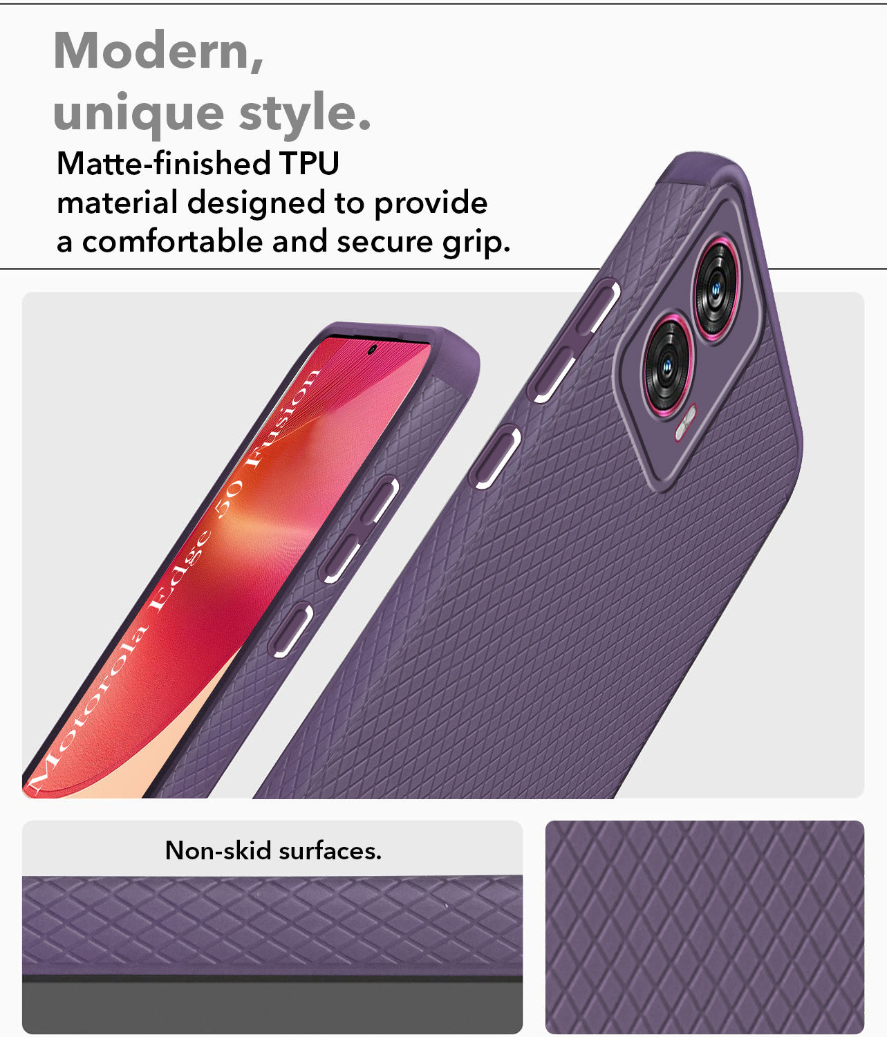 For Motorola Moto Edge 50 Fusion Back Cover Case (Liquid Silicone | Side Grip | Camera Protection)