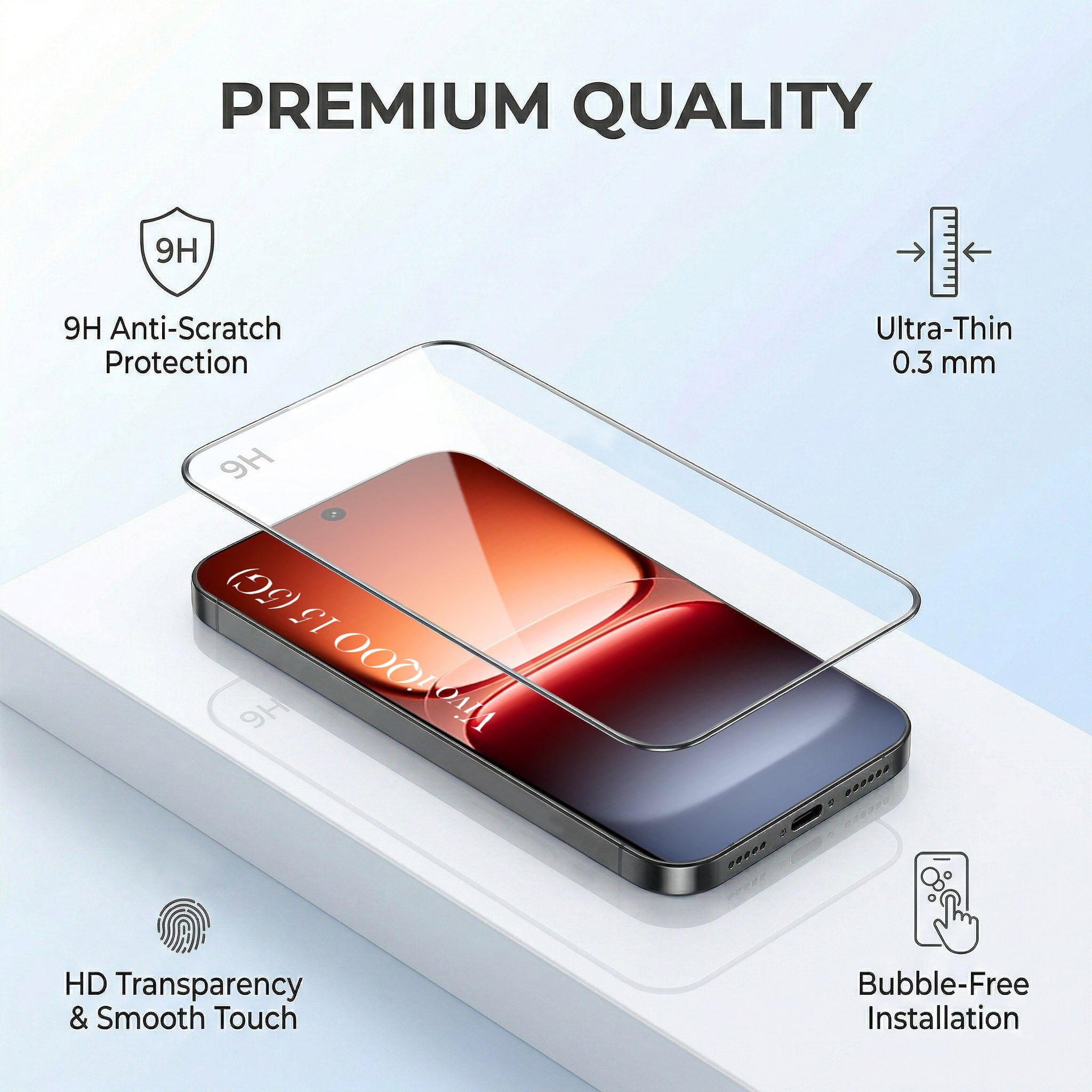 For Vivo iQOO 15 5G Combo with Back Cover and 9H Tempered Glass (Liquid Silicone | Camera Protection | Oleophobic Coating Screen Glass)