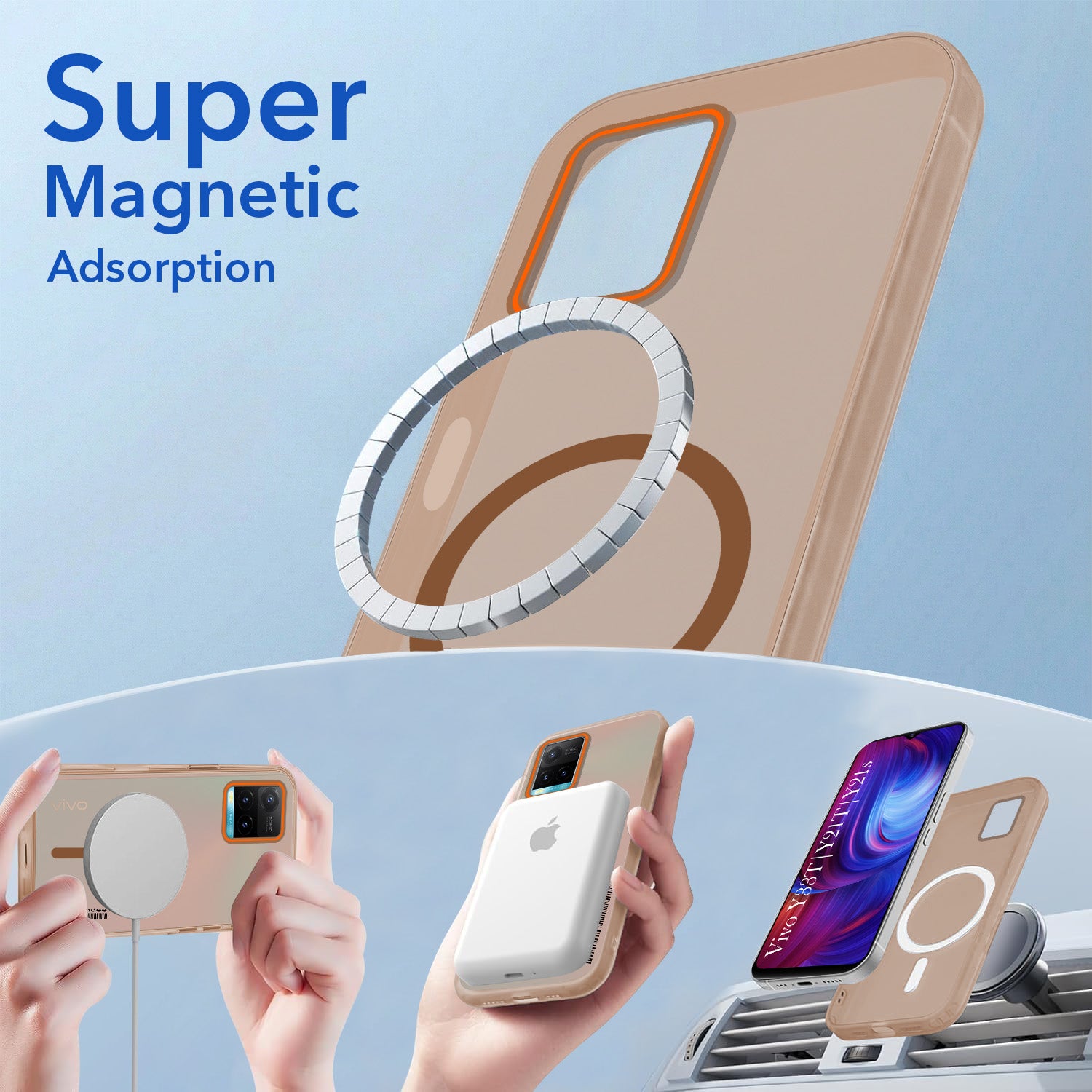For Vivo Y33T | Vivo Y21T | Vivo Y21s Back Cover Case (Soft Touch | Camera Bump Protection | MagSafe Compatible | Matte Finish)