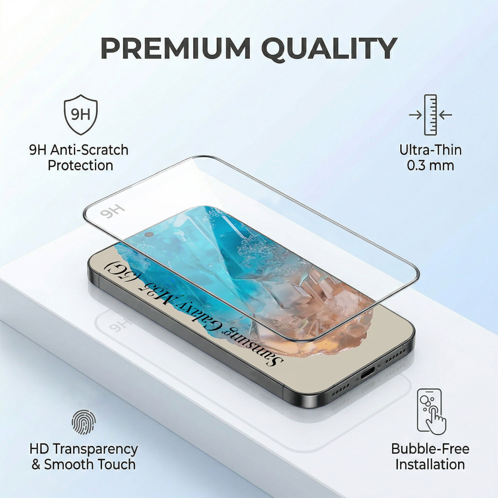 For Samsung Galaxy M35 5G Combo with Back Cover and 9H Tempered Glass (Liquid Silicone | Camera Protection | Oleophobic Coating Screen Glass)