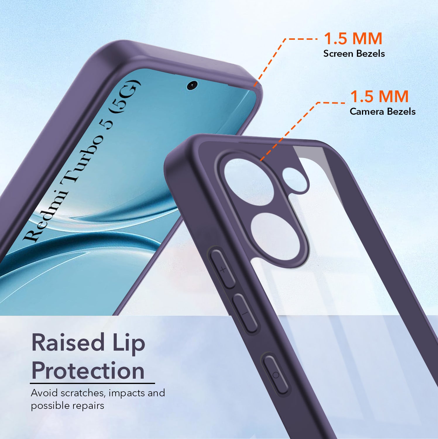 For Redmi Turbo 5 Back Cover Case Ultra-Hybrid (Lifetime Anti Yellow | Anti Scratch | Crystal Clear Shockproof)