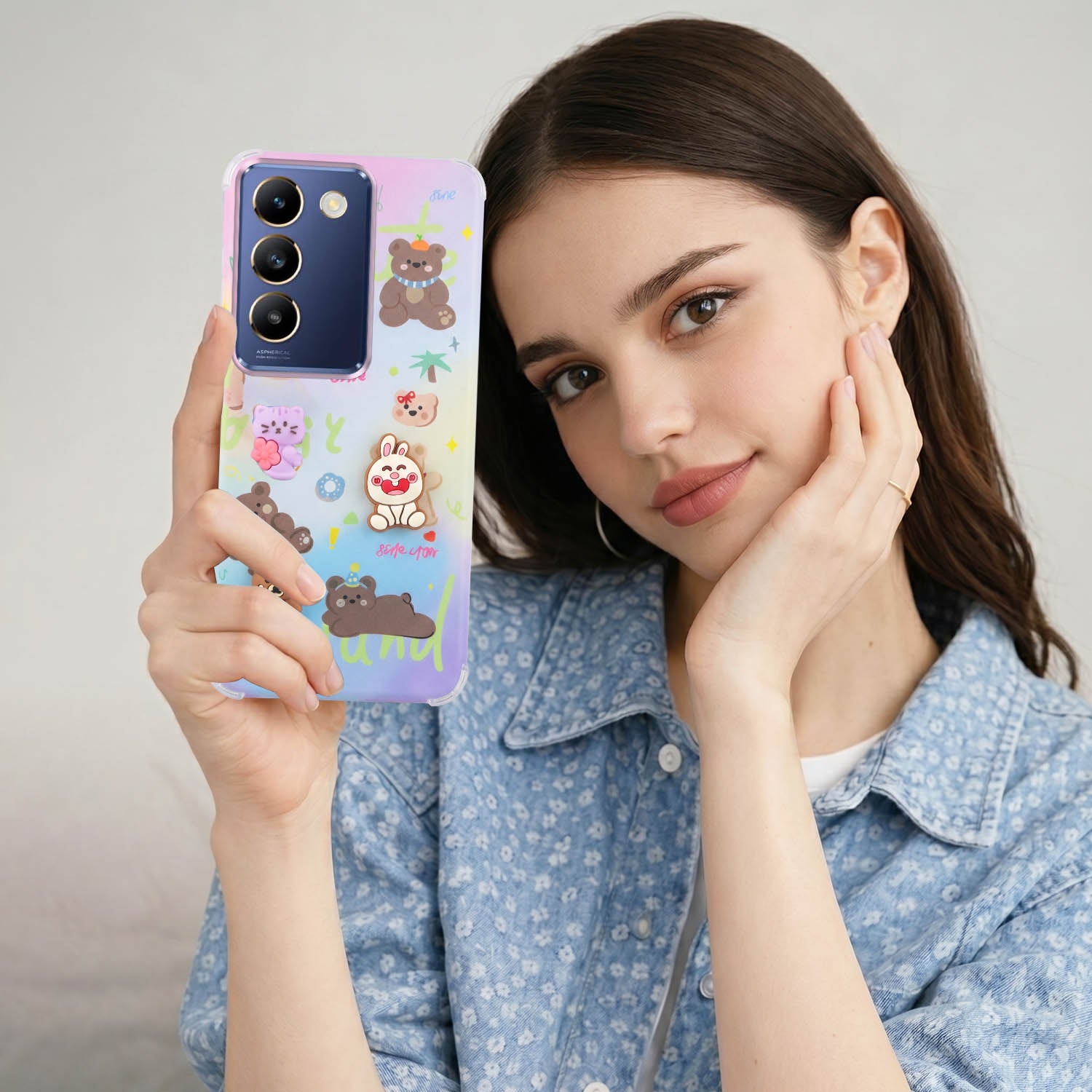 For Vivo T3 5G Back Cover Case (3D Cute Cartoons | Hard Back Side Soft | Matte Premium Finish | HD Printing)