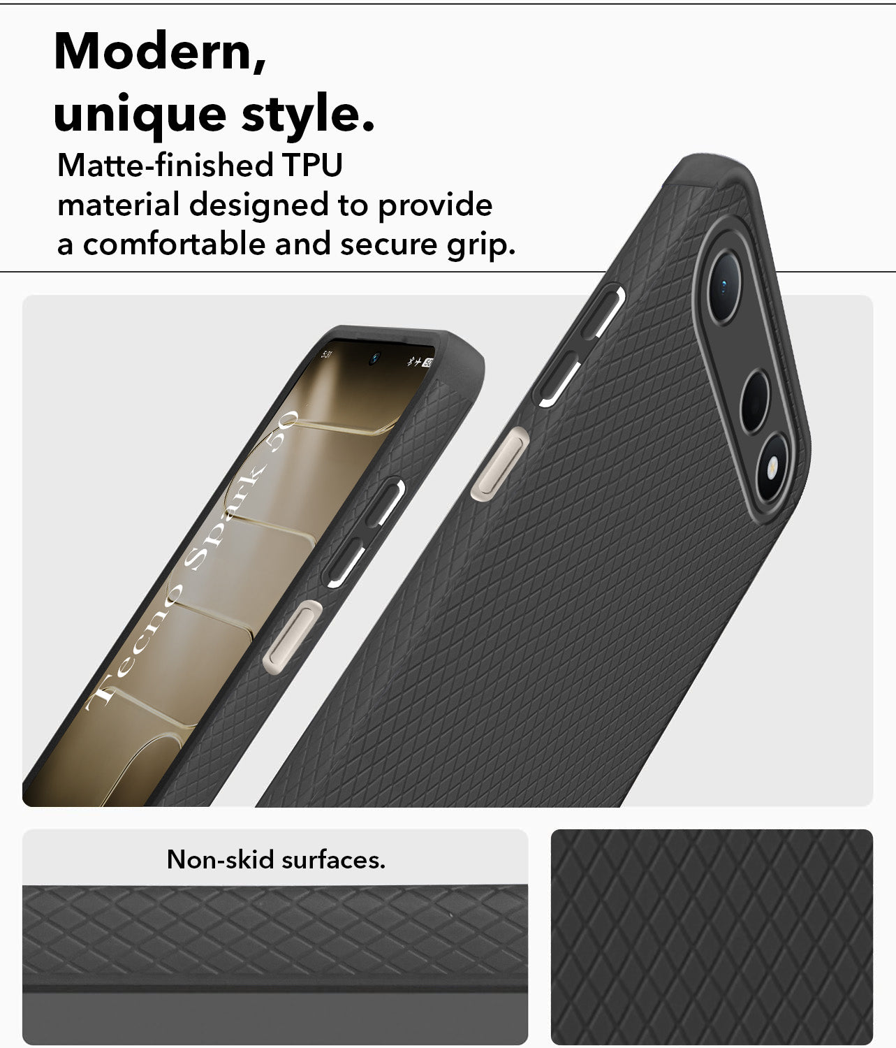 For Tecno Spark 50 Back Cover Case Liquid Silicone (Camera Protection | Side Grip Texture | Soft and Flexible)