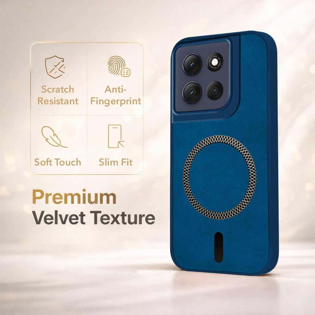 For Motorola Moto G86 Power Back Cover Case Leather Finish (MagSafe Compatible Wireless Charging | Soft Touch | Camera Bump Protection)