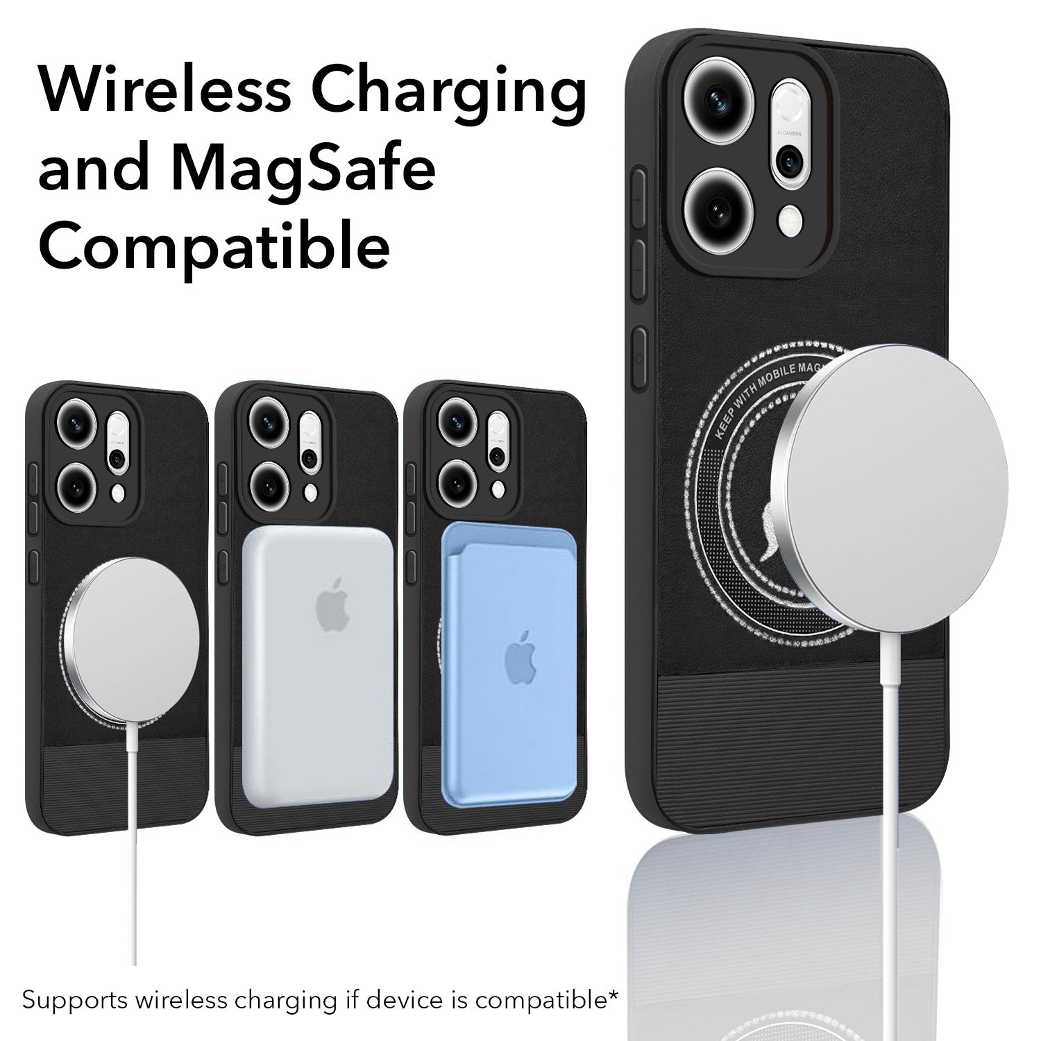For Oppo Reno14 5G | Oppo Reno 14 5G Back Cover Case PU Leather Finish  (Professional Minimalist Texture | MagSafe Compatile | Camera Protection | Sleek Sober Formal)