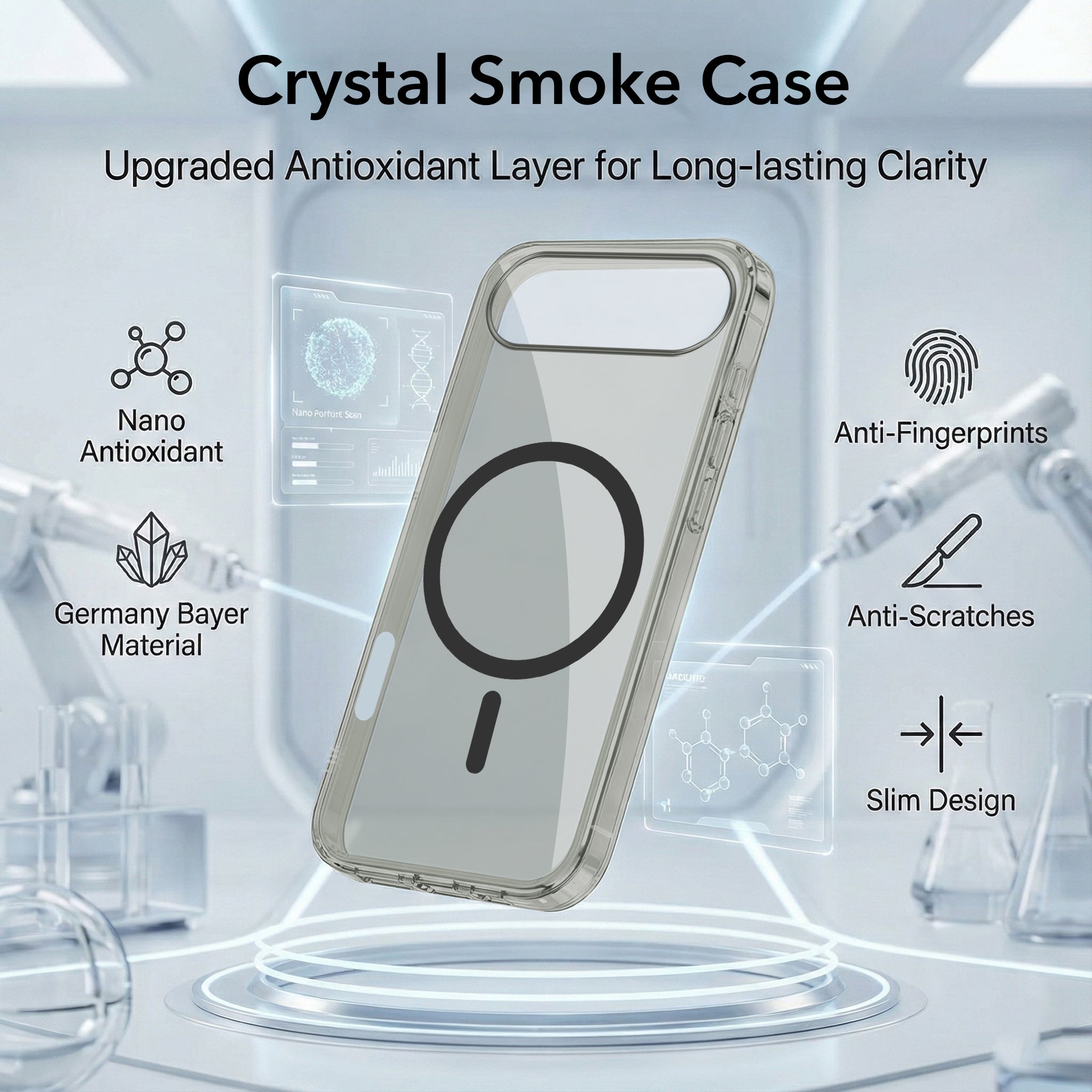 For Apple iPhone 17 Air Back Cover Case Lifetime Anti-Yellow MagSafe Compatible Clear (Sleek Hard Crystal | Camera Protection and Shockproof)